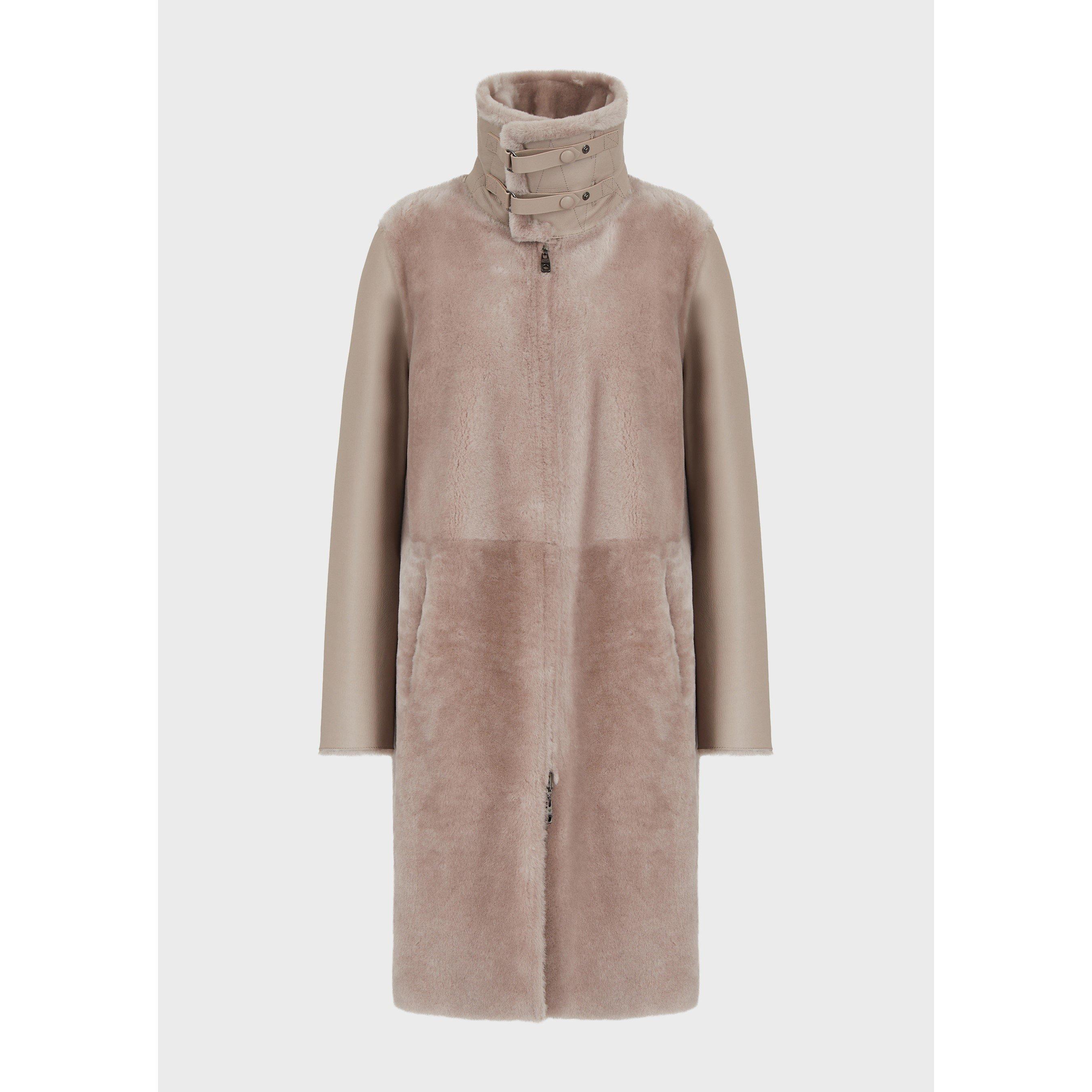 Beige - Emporio Armani - Women's Contrast Textured Fur Coat - 6