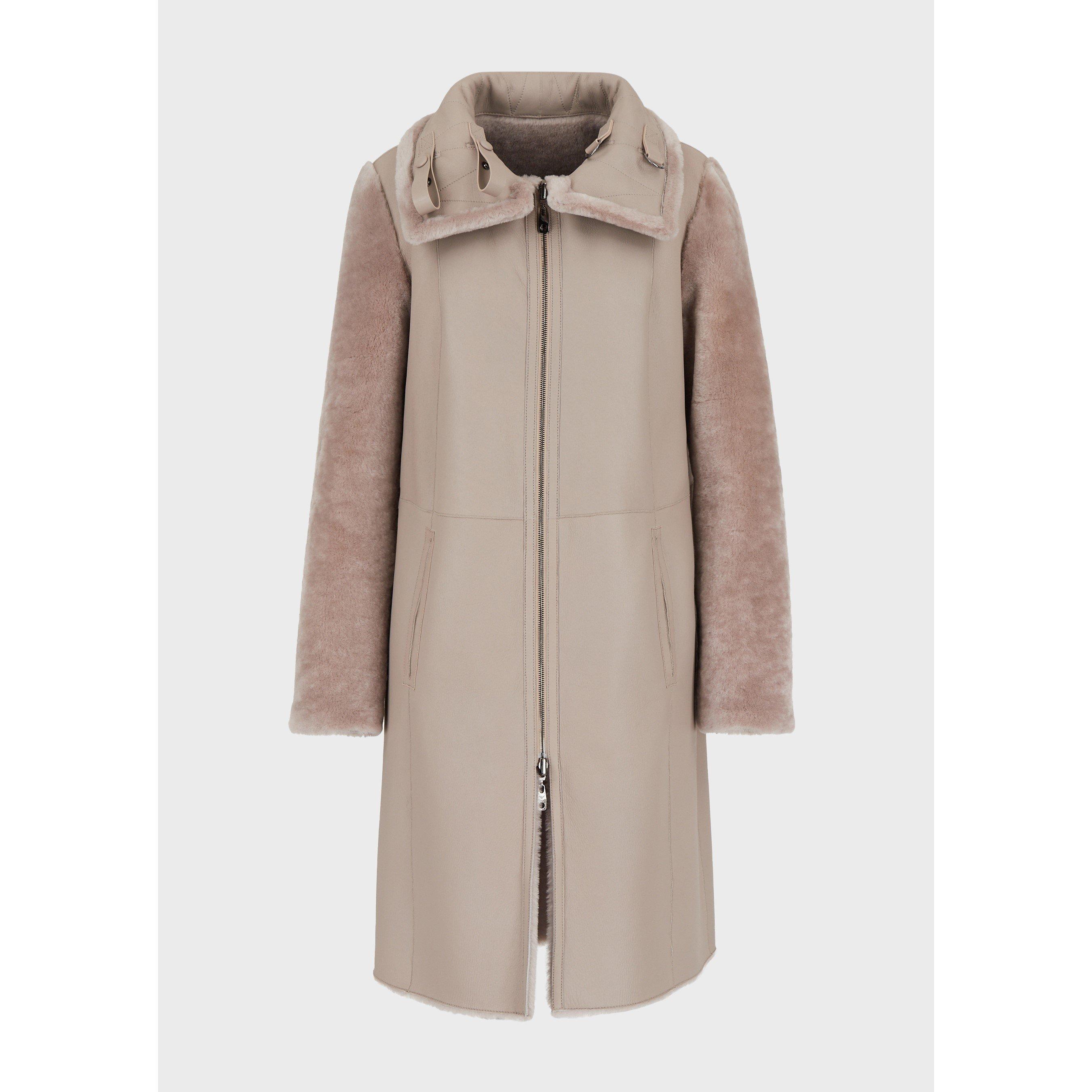 Beige - Emporio Armani - Women's Contrast Textured Fur Coat - 7