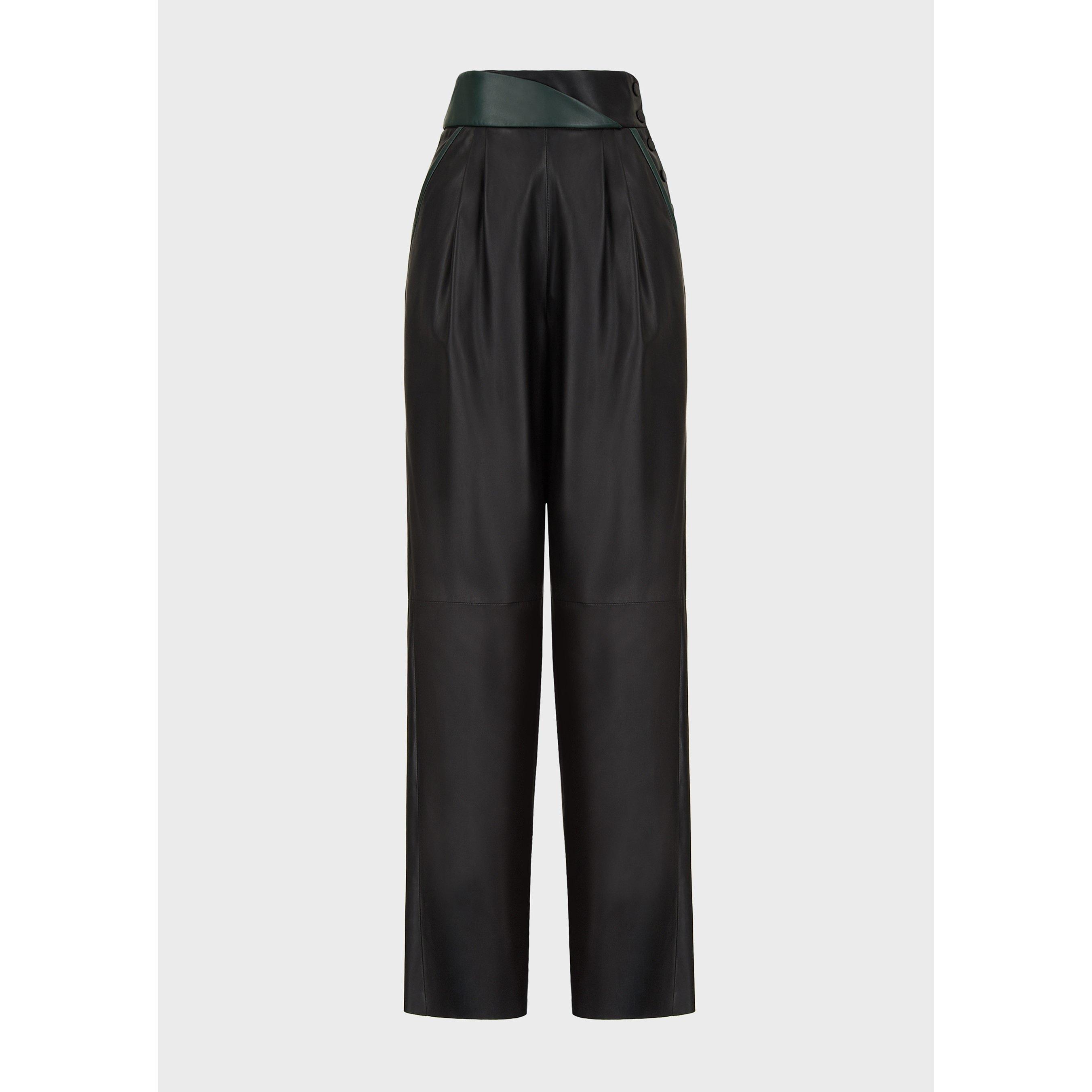 Emporio Armani Women's Black High-Waisted Wide Leg Trousers - 6 (2XS)