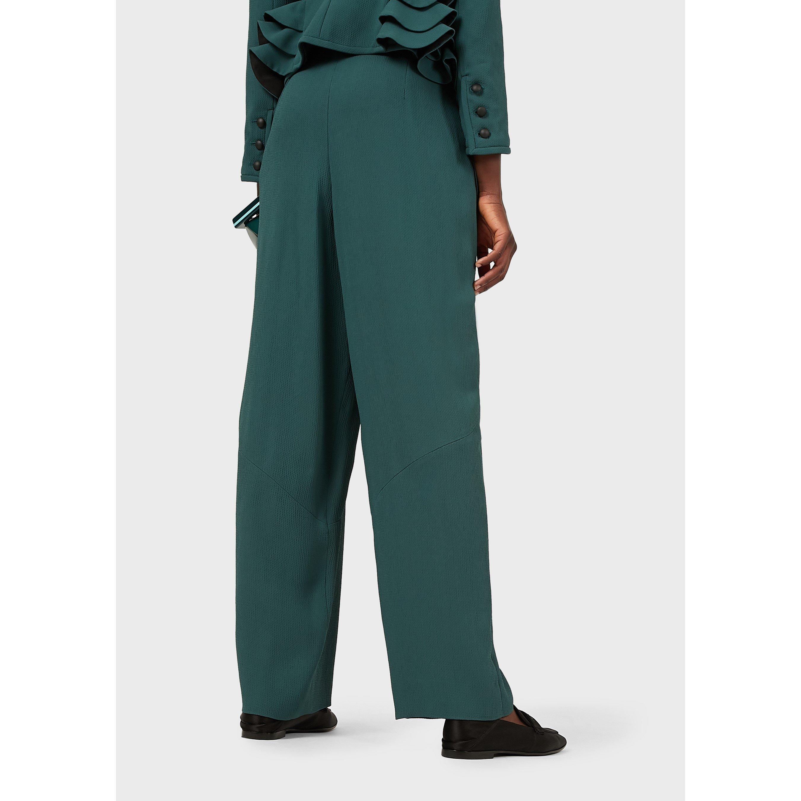 Green - Emporio Armani - Women's Wide Leg Trousers - 3