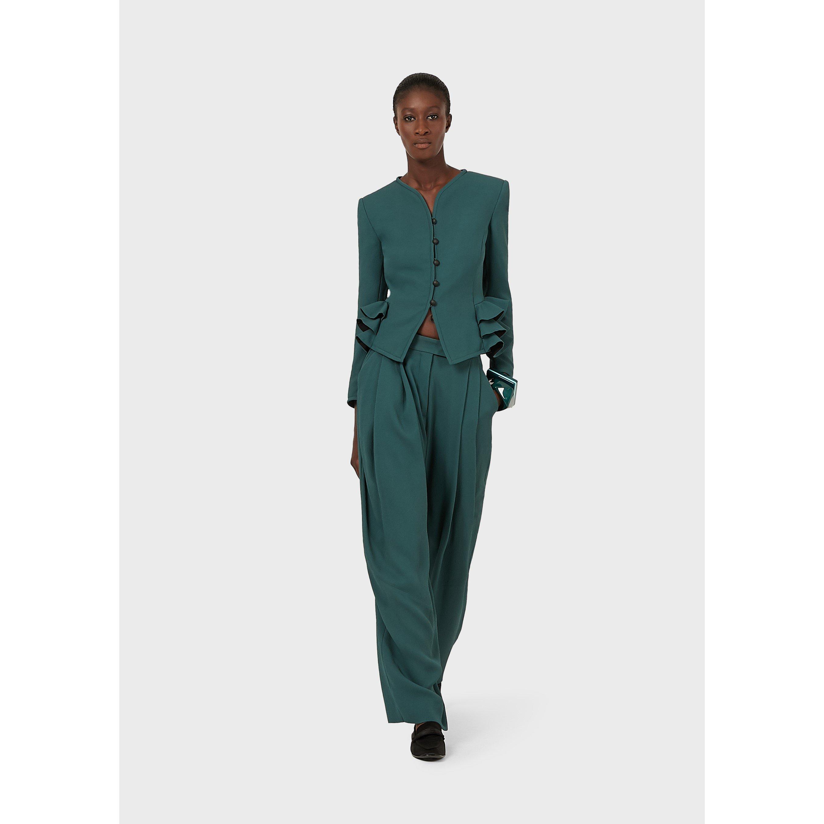 Green - Emporio Armani - Women's Wide Leg Trousers - 4