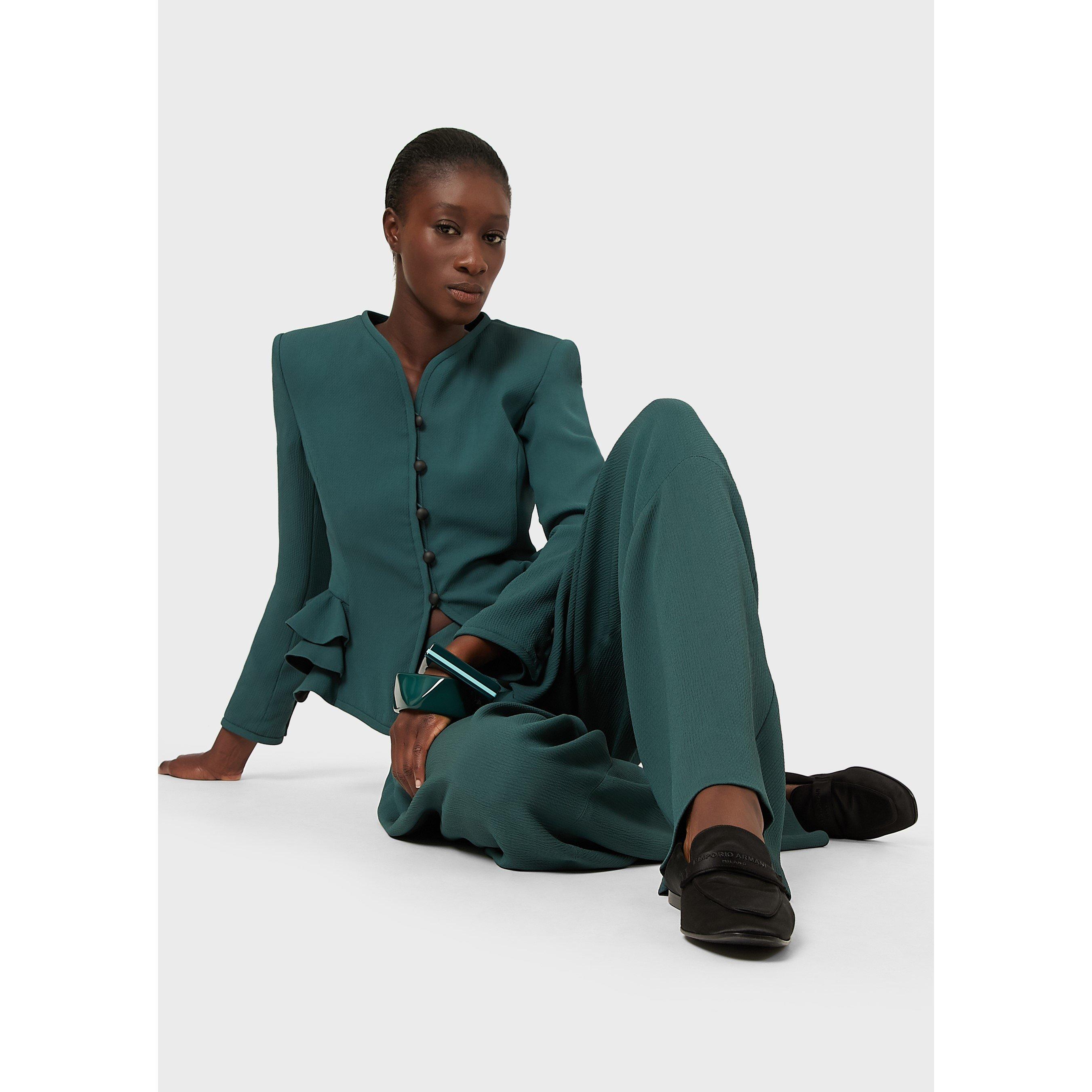 Green - Emporio Armani - Women's Wide Leg Trousers - 5