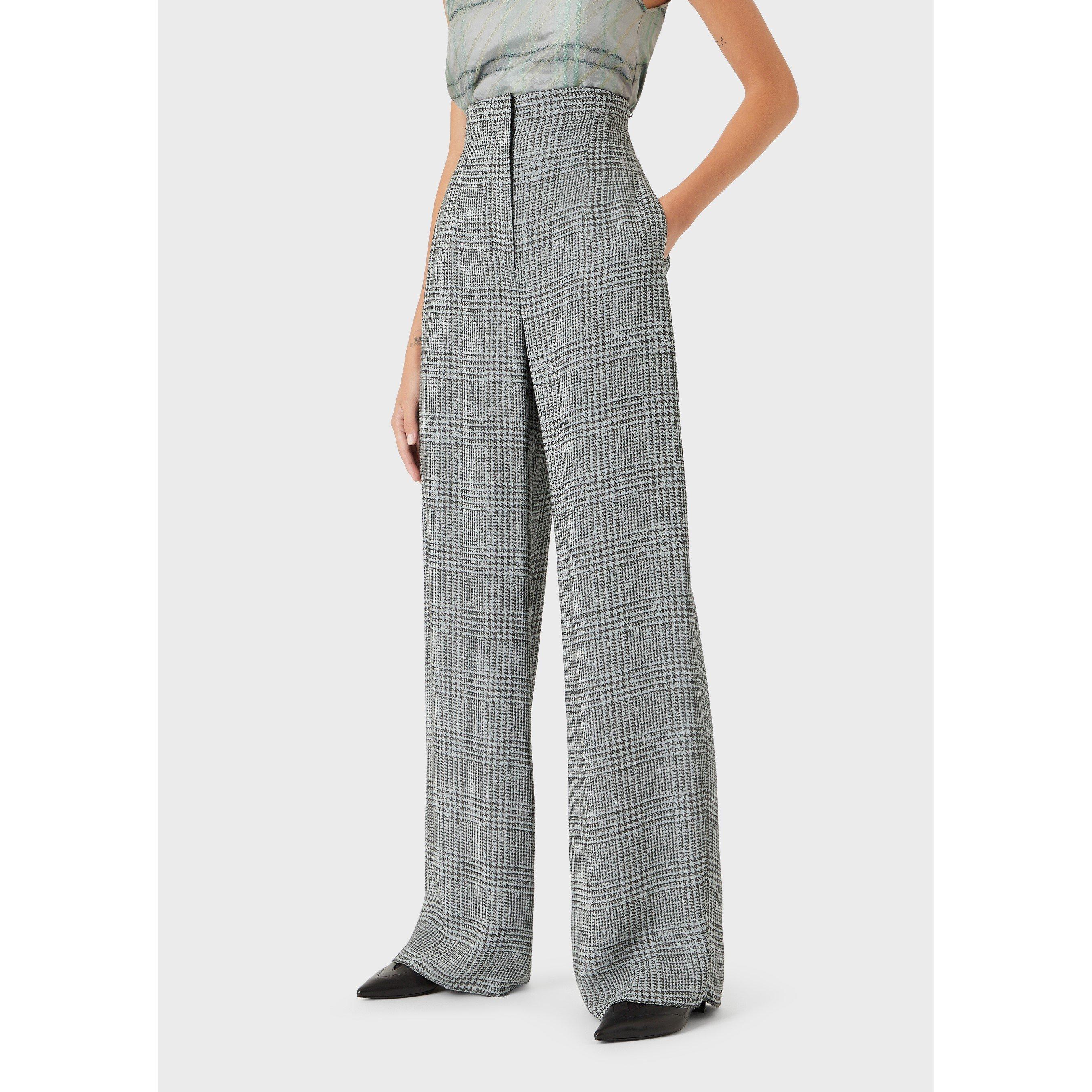 Emporio Armani Women's Grey  High-Waisted Wide Leg Trousers - 6 (2XS)