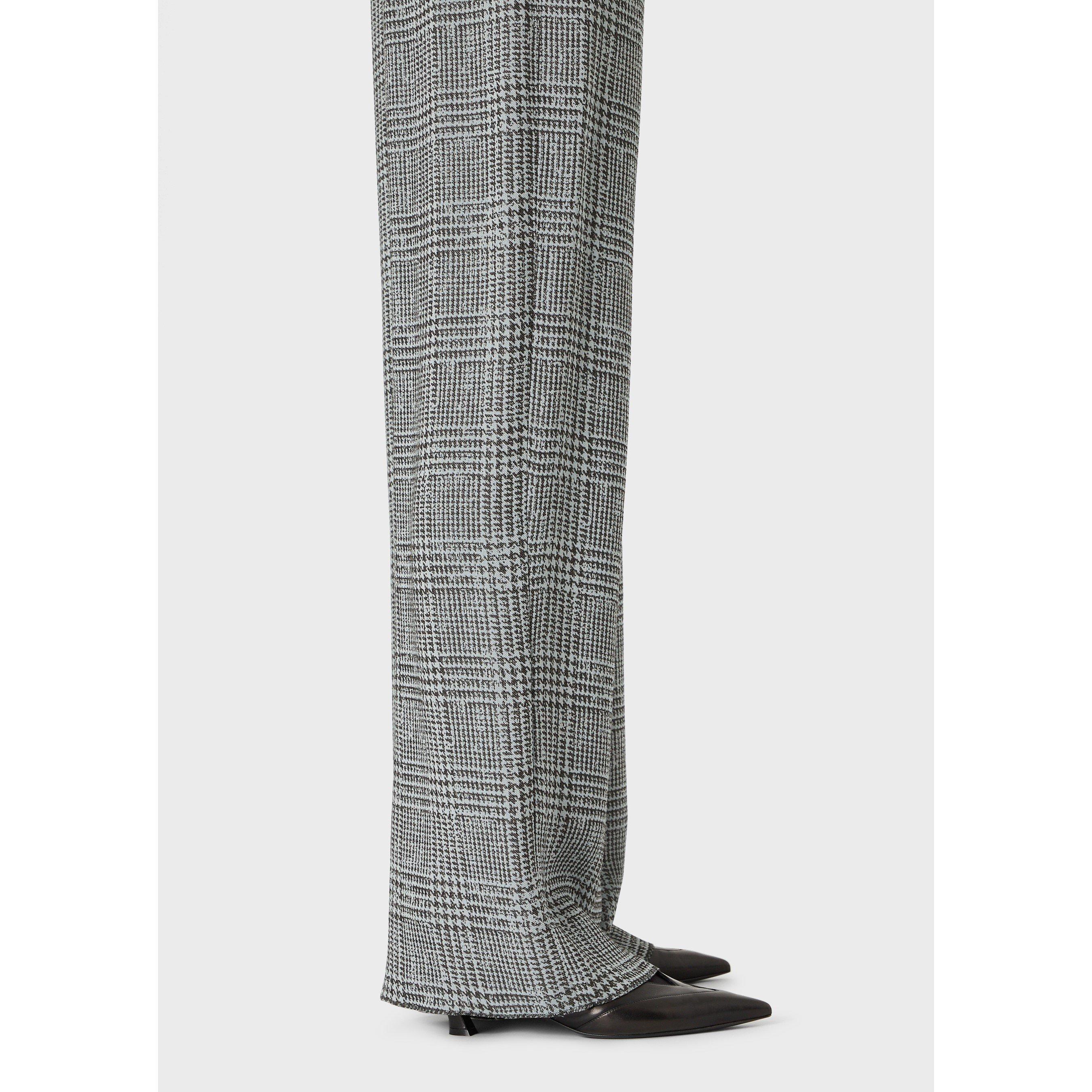 Grey Multi - Emporio Armani - Women's High-Waisted Wide Leg Trousers - 2