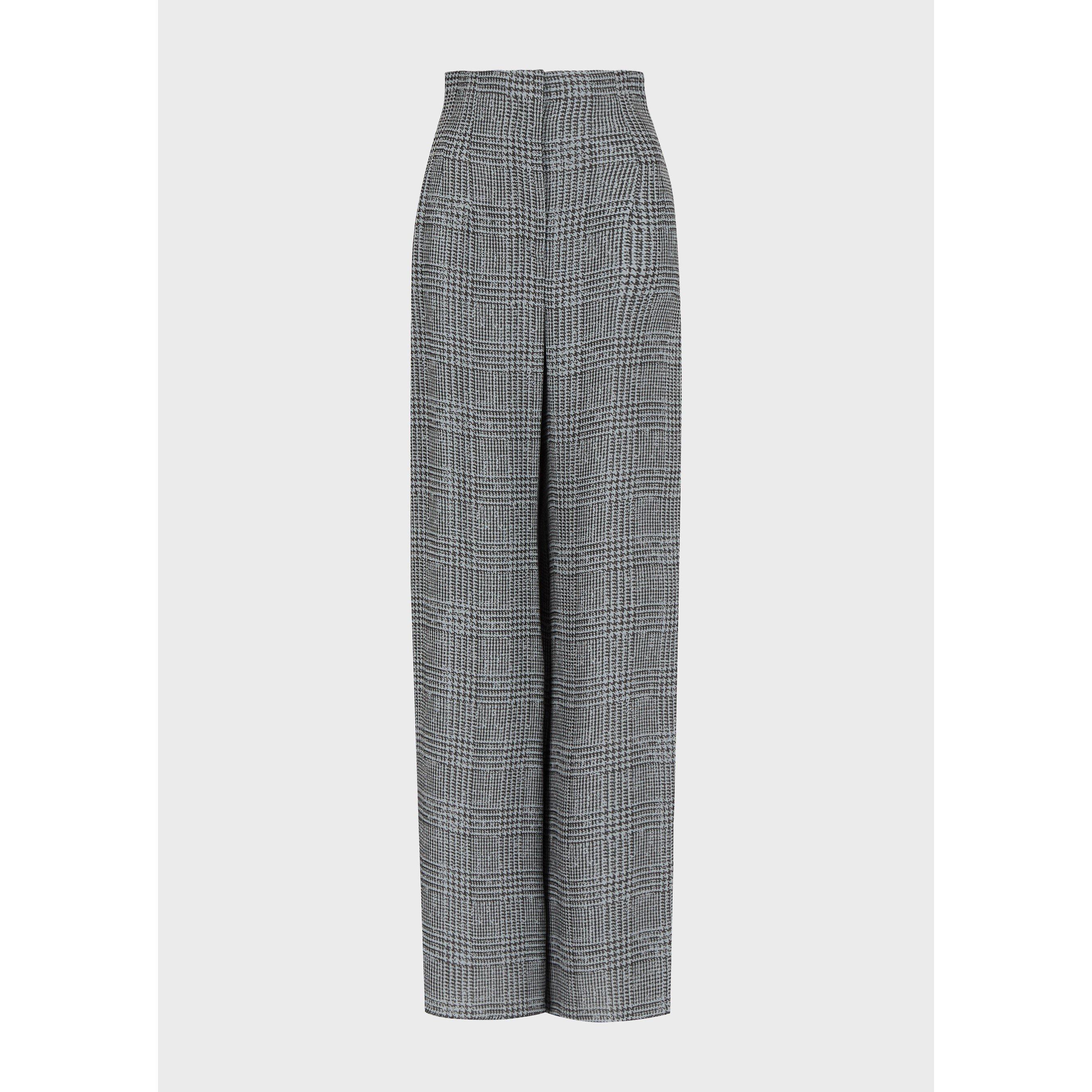 Grey Multi - Emporio Armani - Women's High-Waisted Wide Leg Trousers - 6