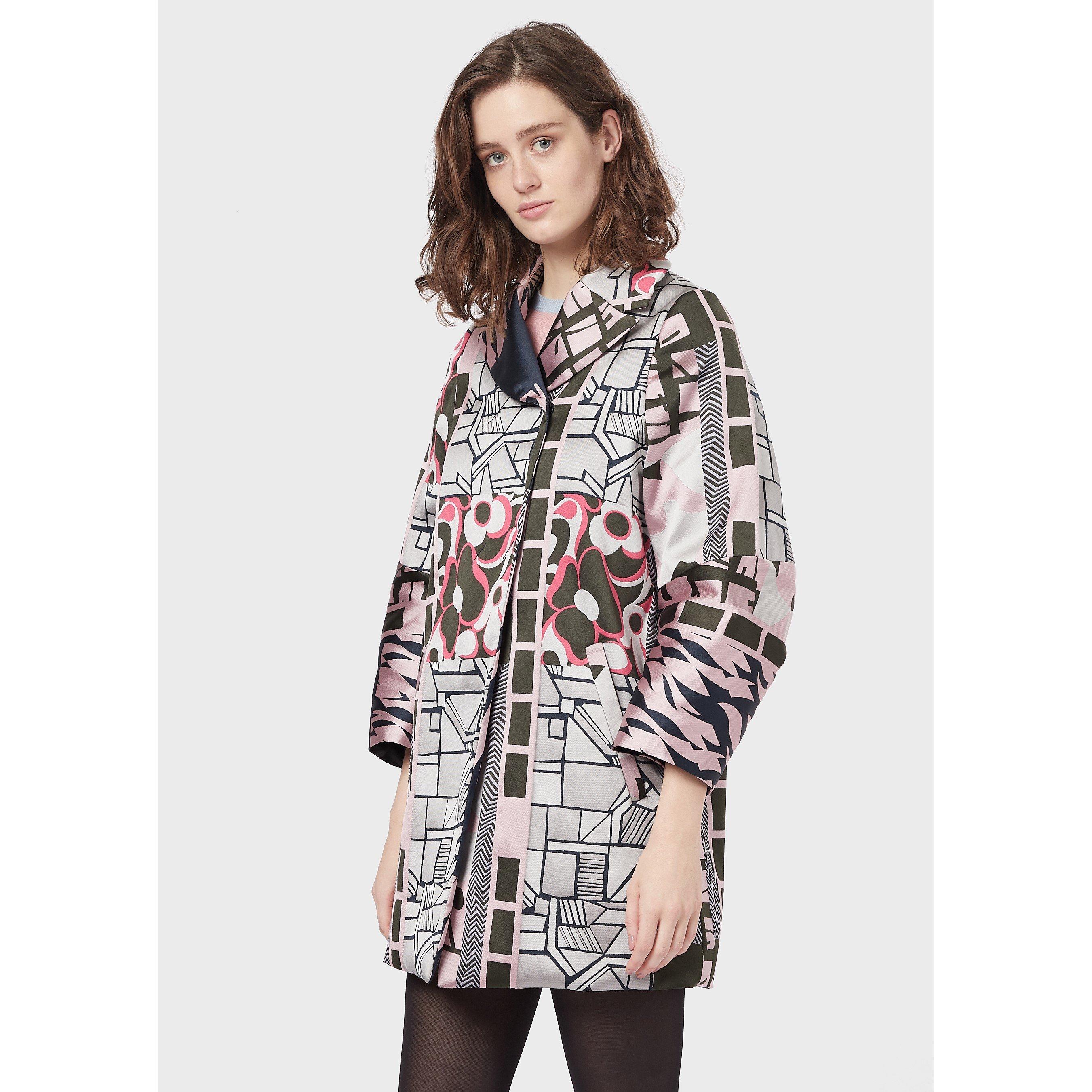 Multi - Emporio Armani - Women's Printed Hooded Duffle Coat - 1