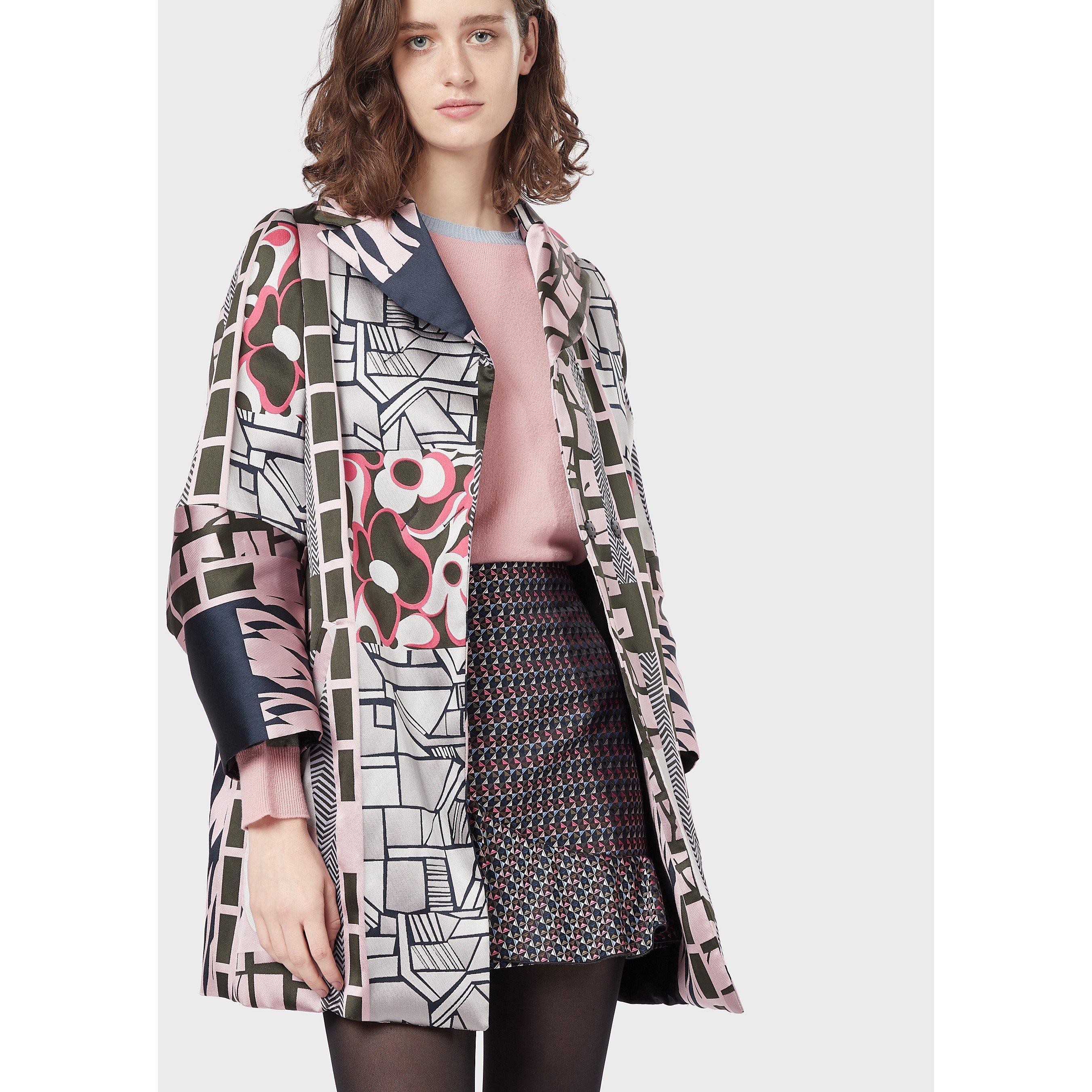 Multi - Emporio Armani - Women's Printed Hooded Duffle Coat - 2