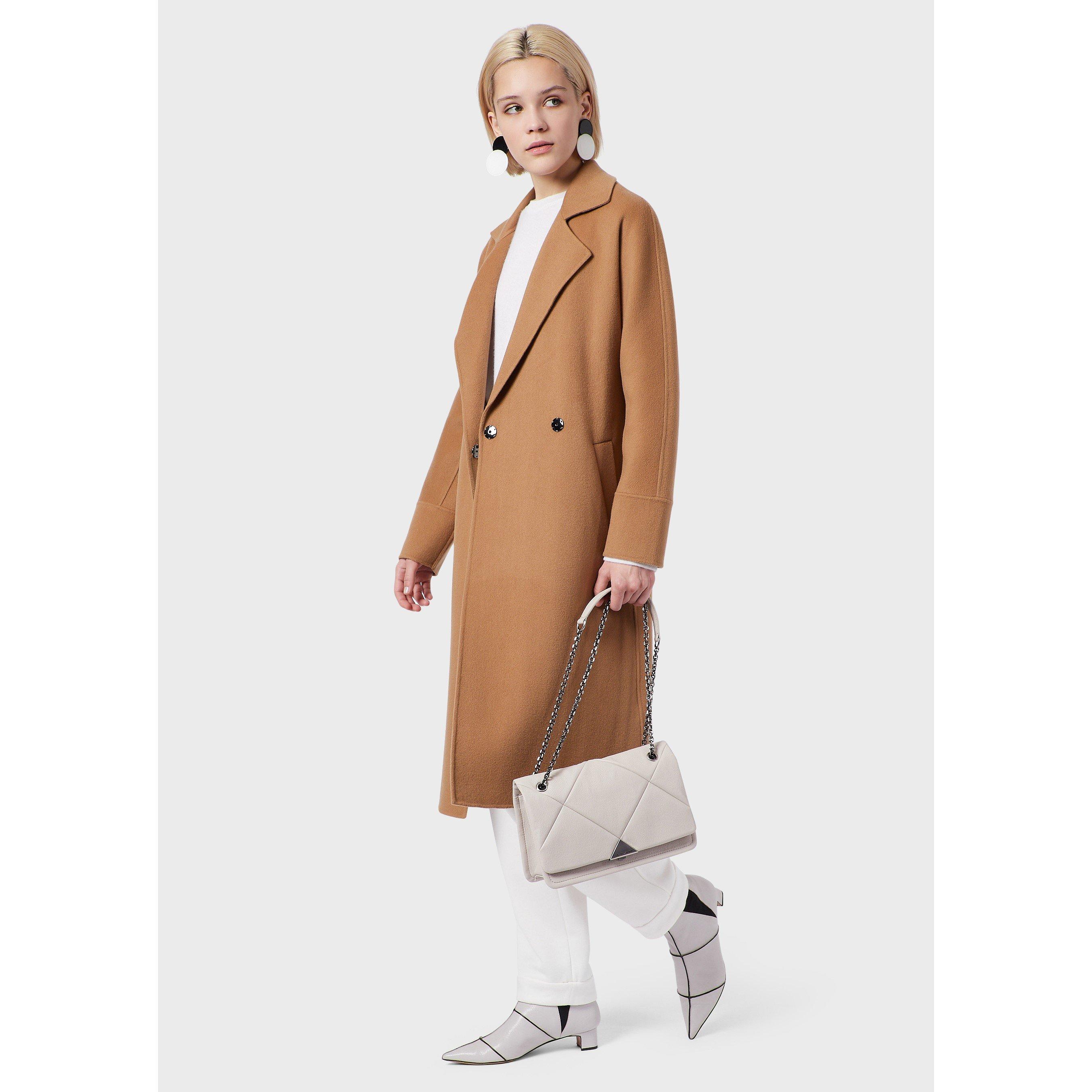 Camel - Emporio Armani - Women's Belted Tailored Overcoat - 2