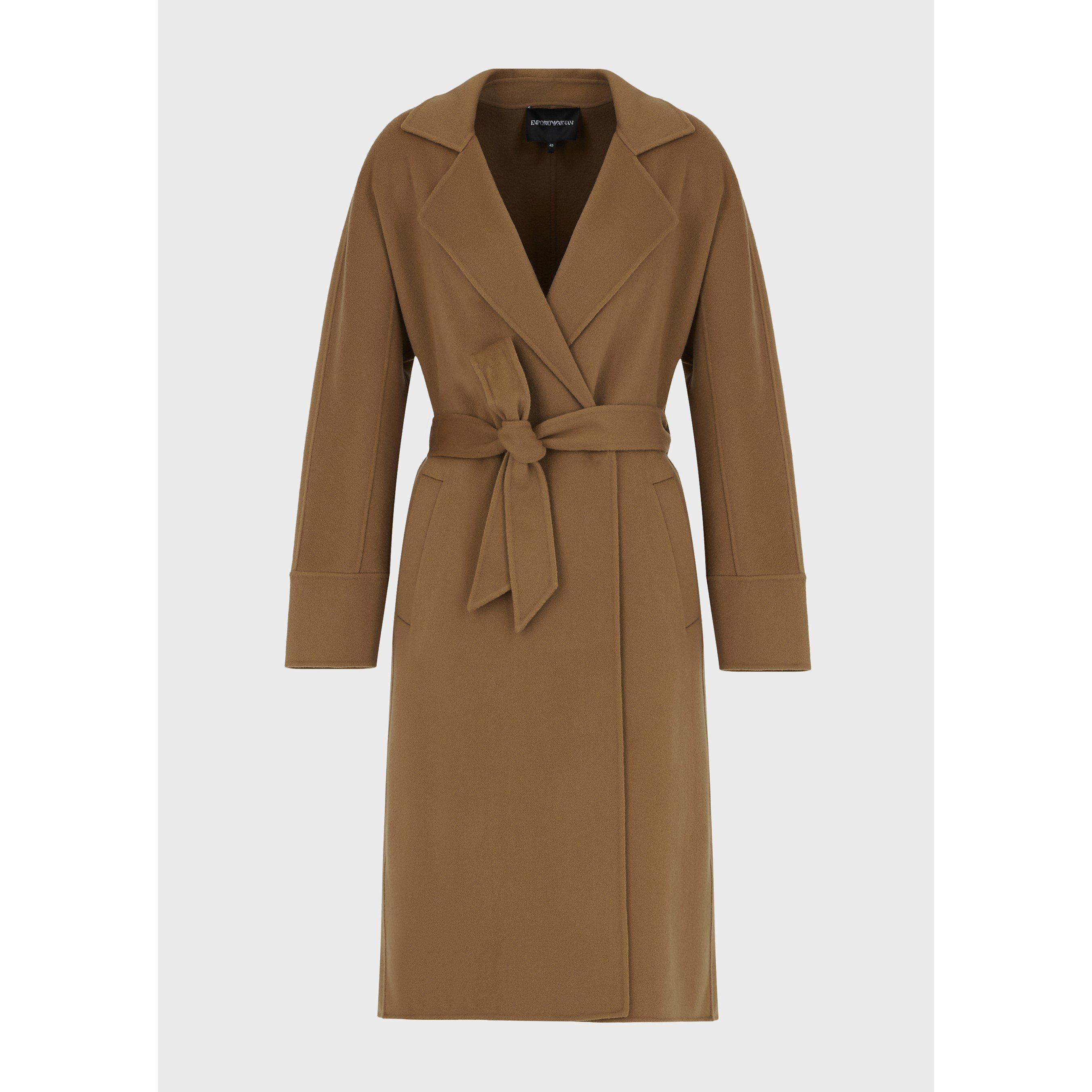 Camel - Emporio Armani - Women's Belted Tailored Overcoat - 5