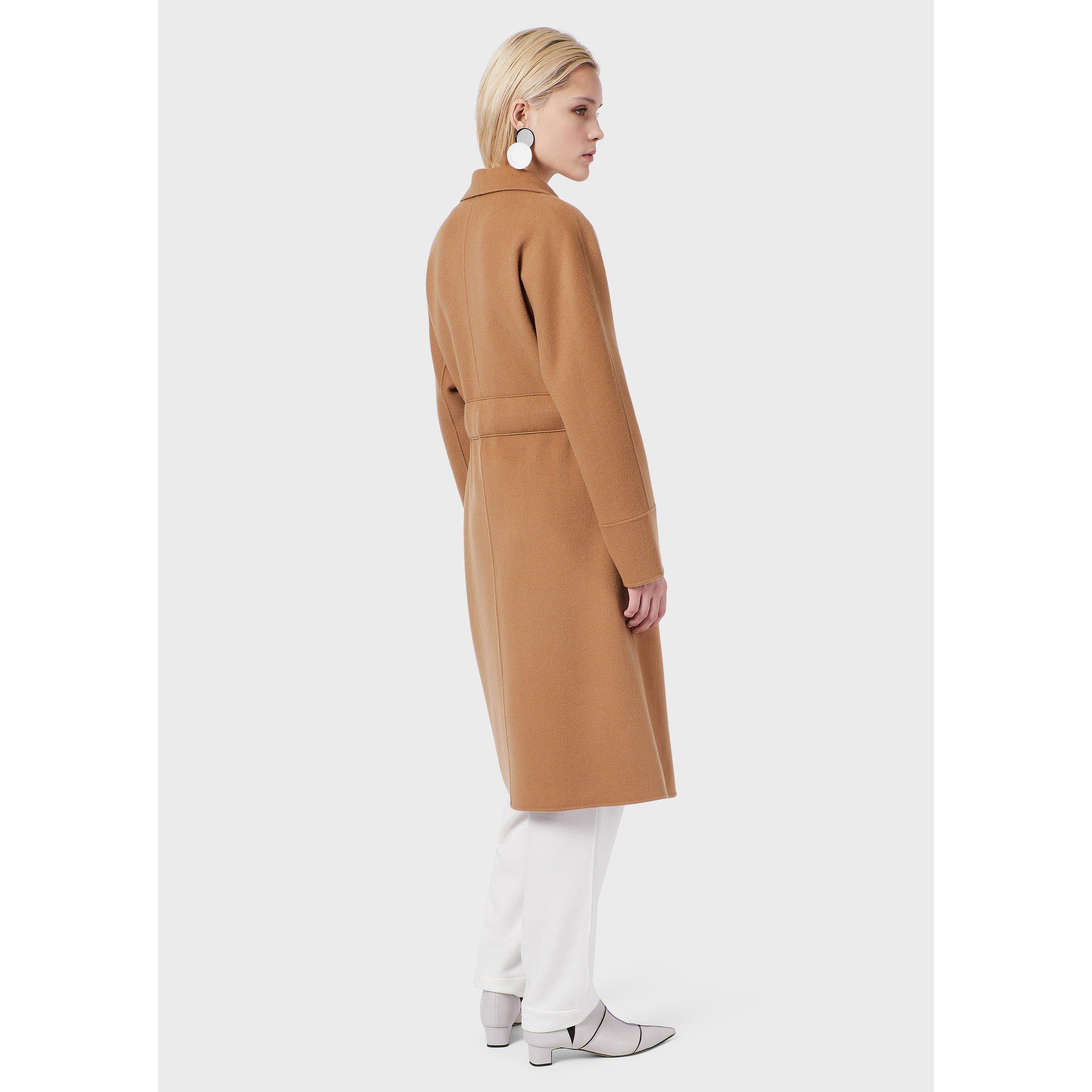 Camel - Emporio Armani - Women's Belted Tailored Overcoat - 3