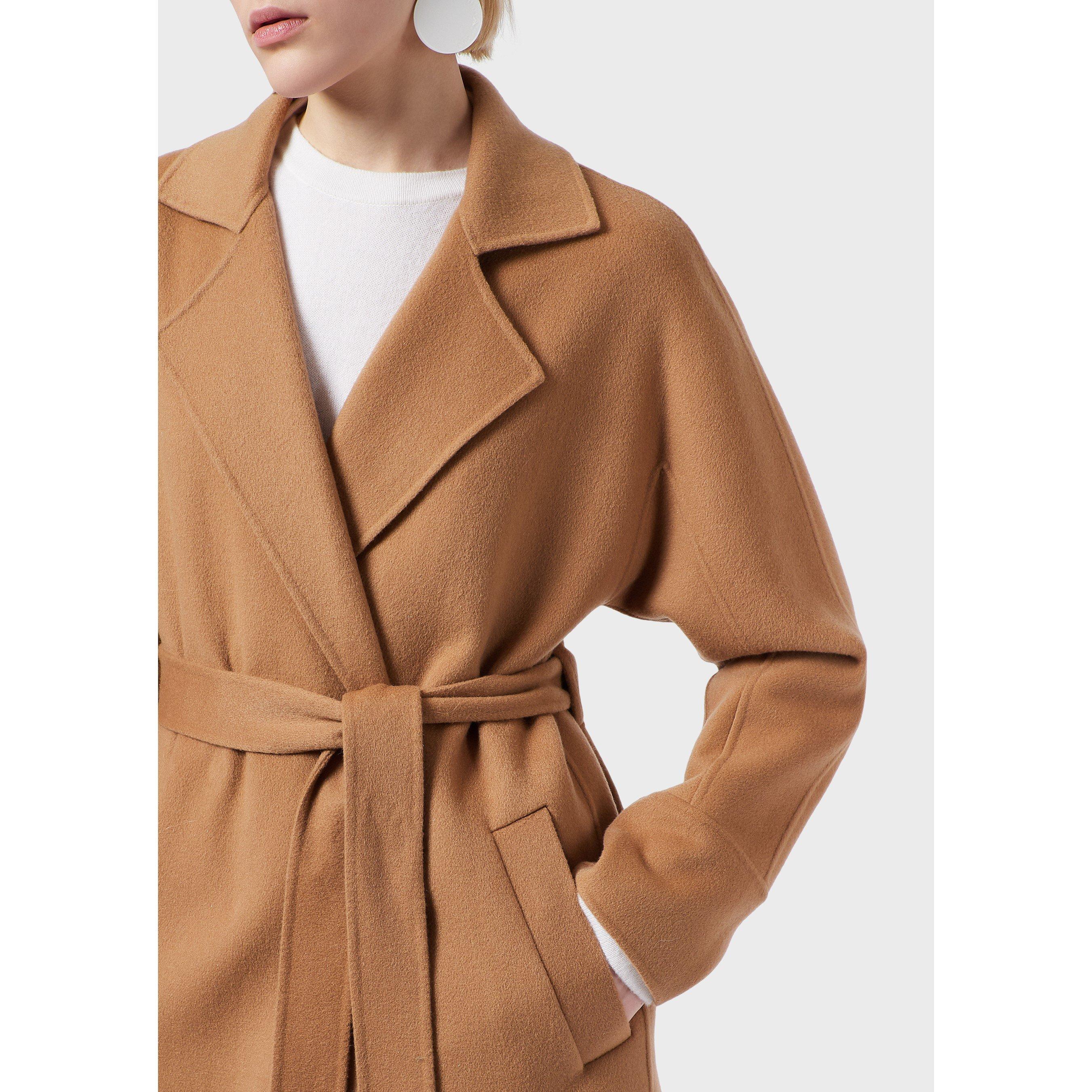 Camel - Emporio Armani - Women's Belted Tailored Overcoat - 4