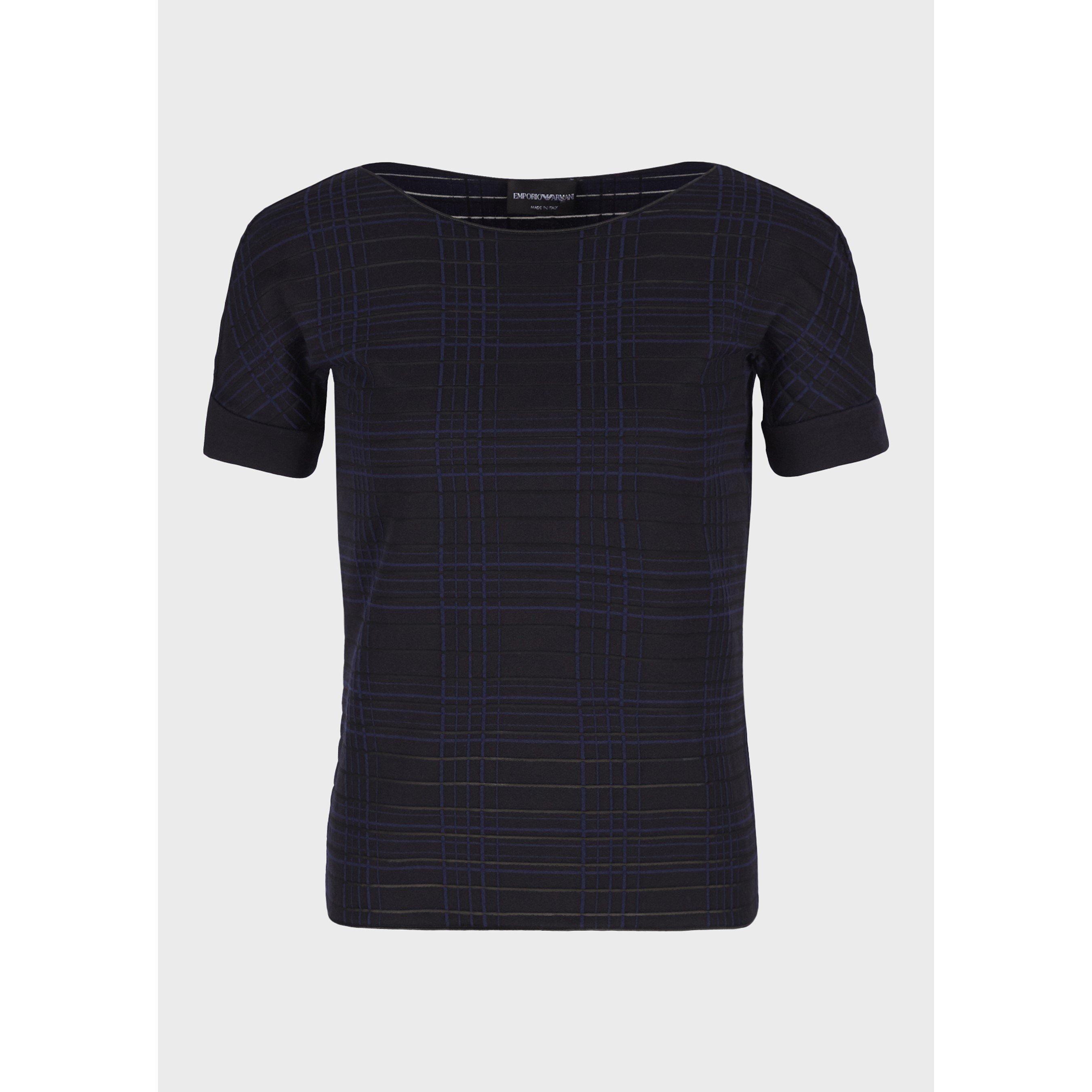 Black Navy - Emporio Armani - Women's Textured Short Sleeve T-Shirt - 5