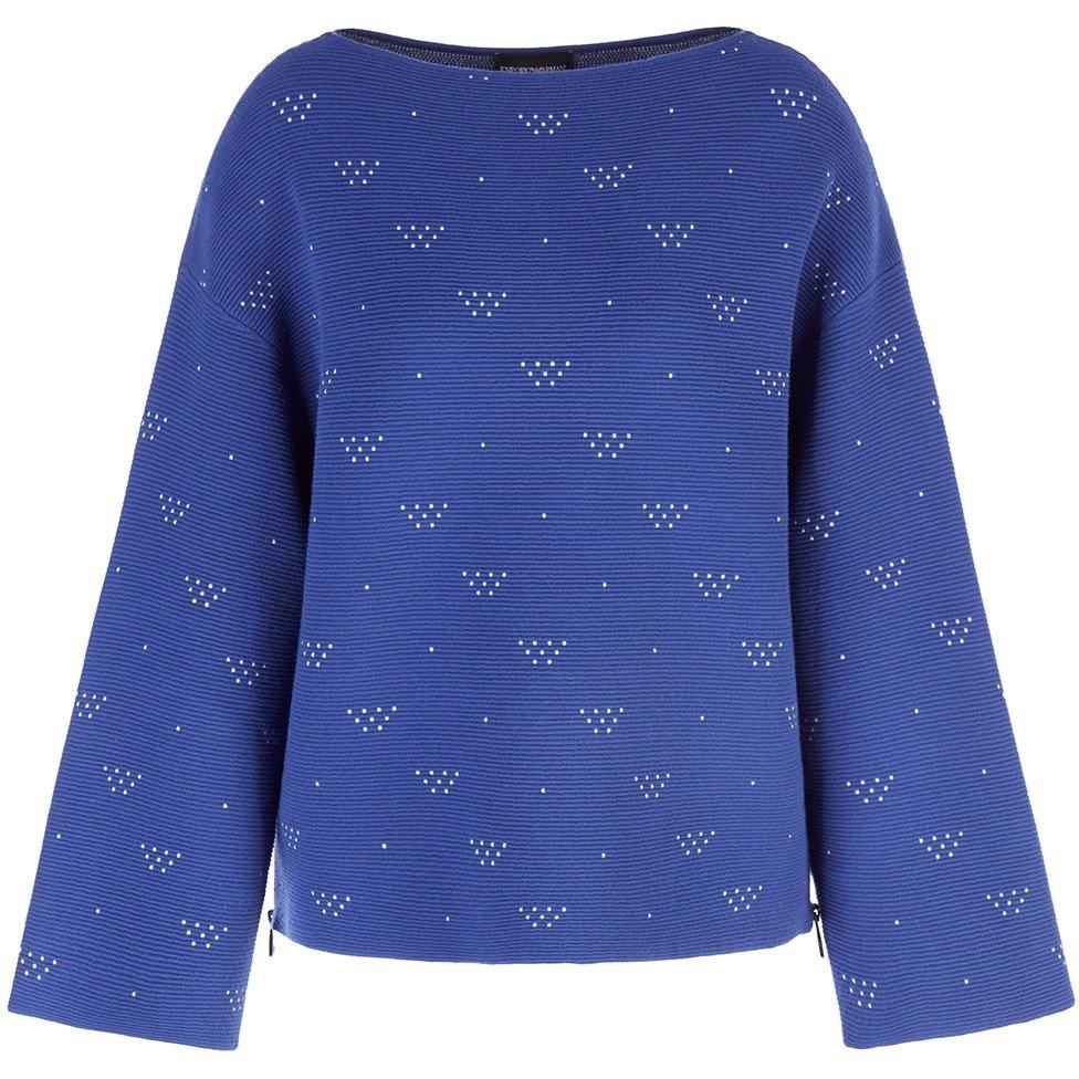 Royalblue Multi - Emporio Armani - Women's Knitted Crew Sweatshirt - 2