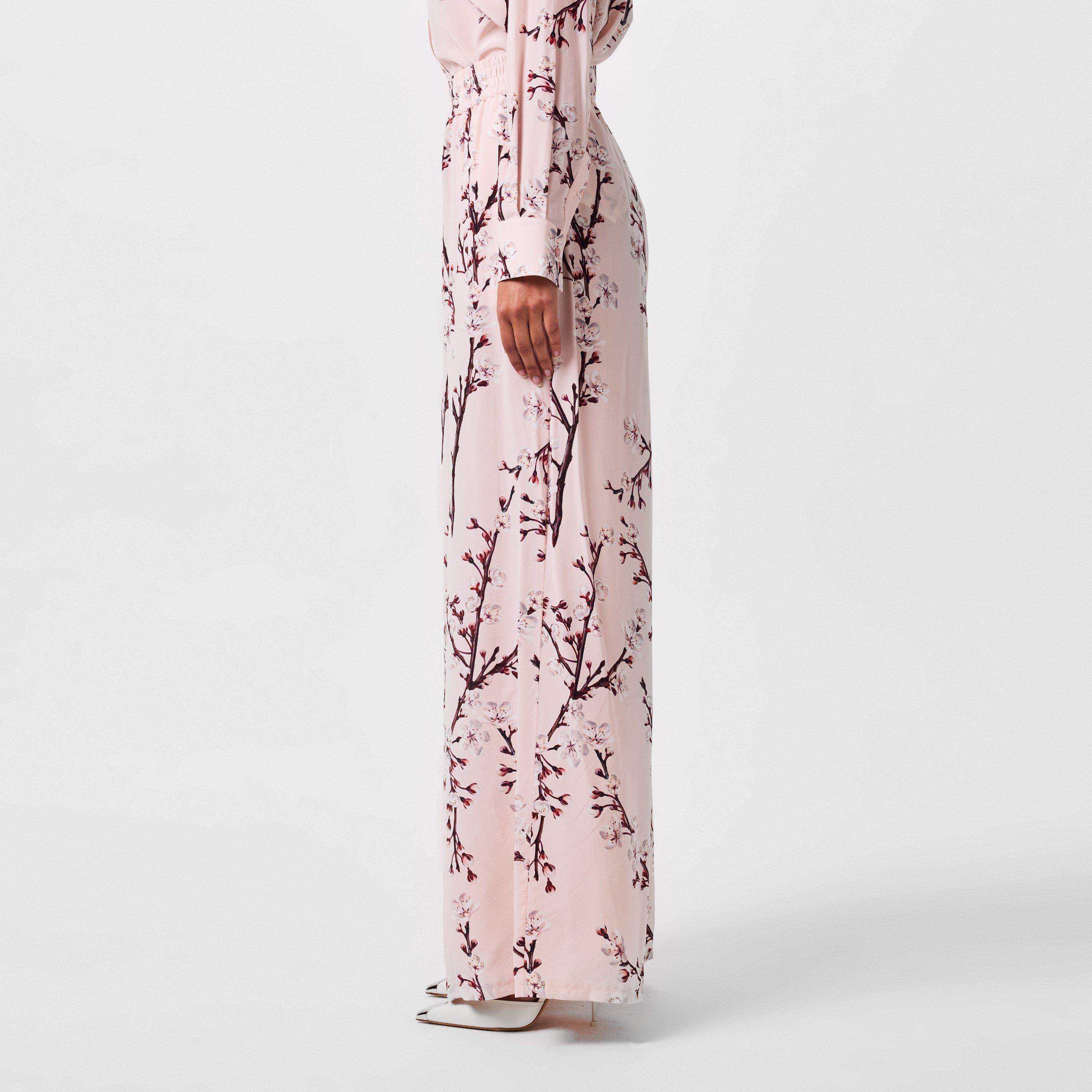 CHERRY BLOSSOM - Alexander McQueen - Floral Print Wide Leg Trousers - 2