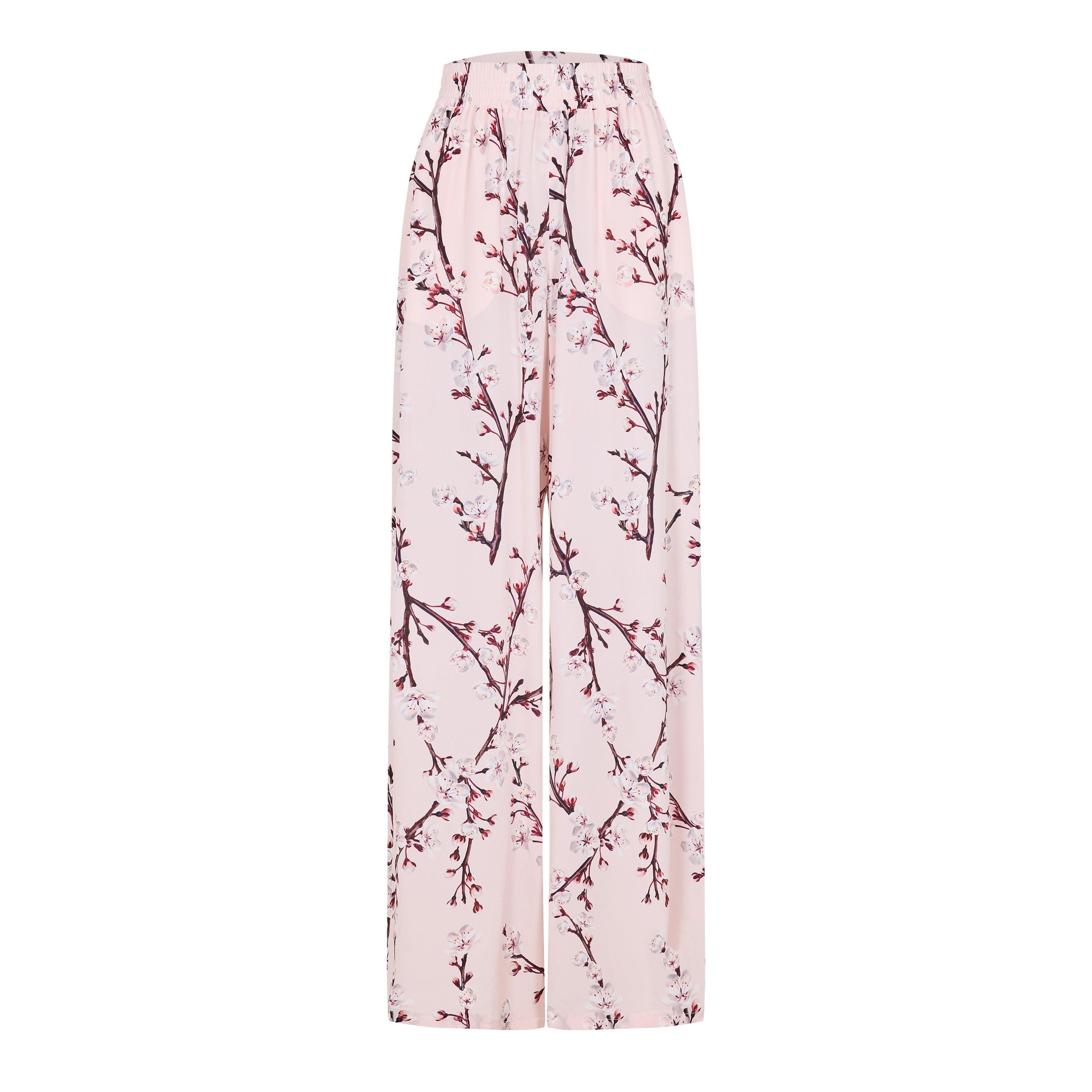 CHERRY BLOSSOM - Alexander McQueen - Floral Print Wide Leg Trousers - 5