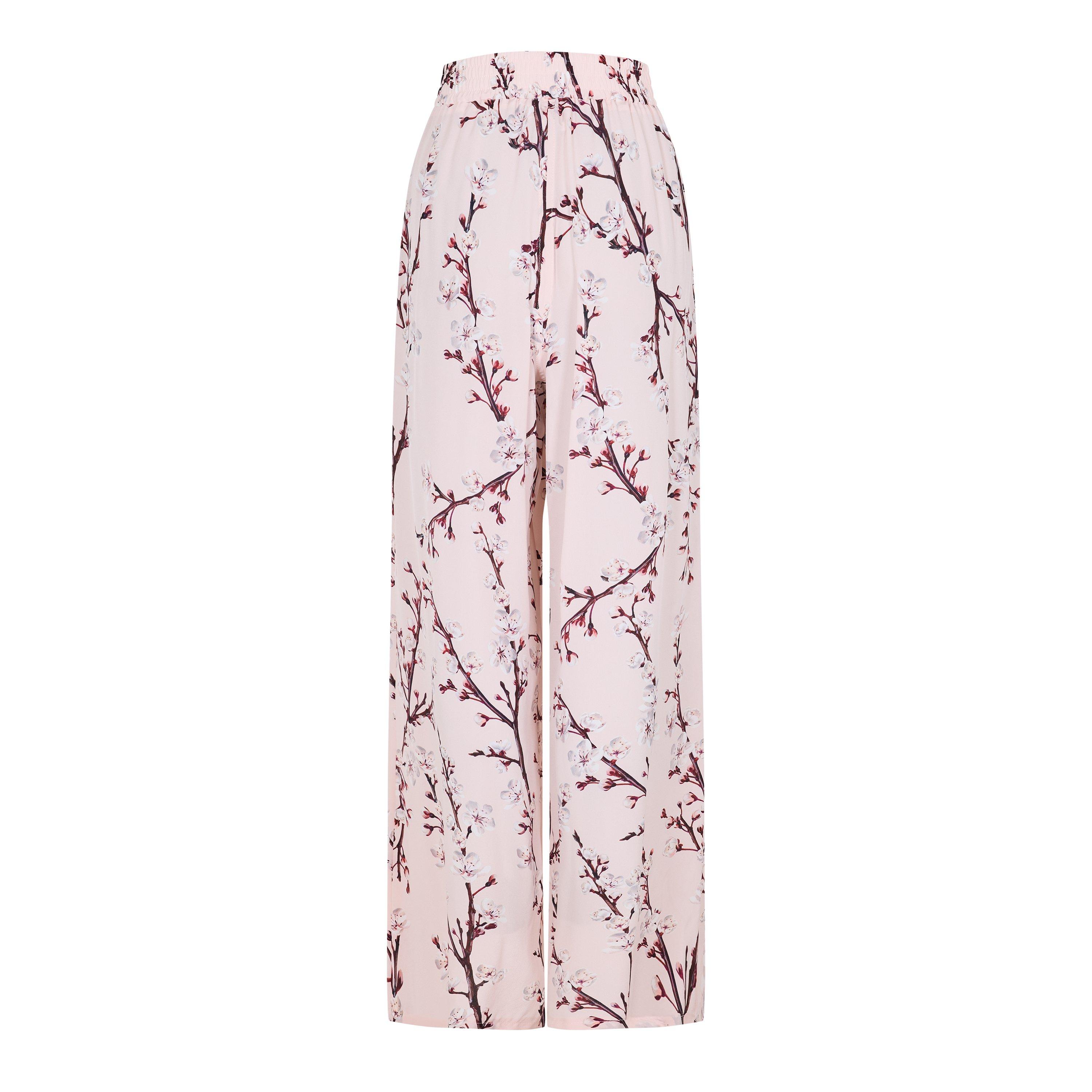 CHERRY BLOSSOM - Alexander McQueen - Floral Print Wide Leg Trousers - 6
