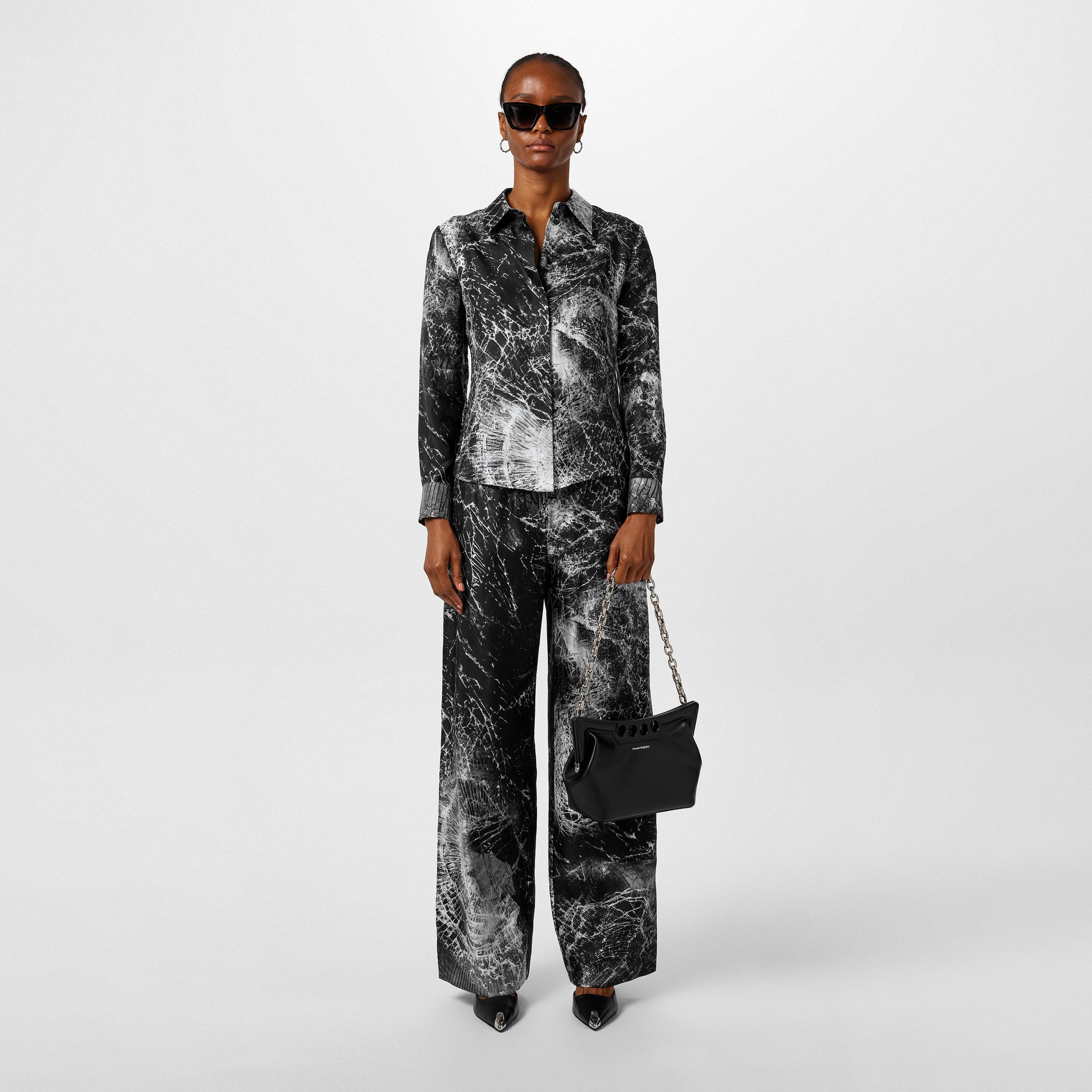 BLACK - Alexander McQueen - Smashed Screen Silk Trousers - 5