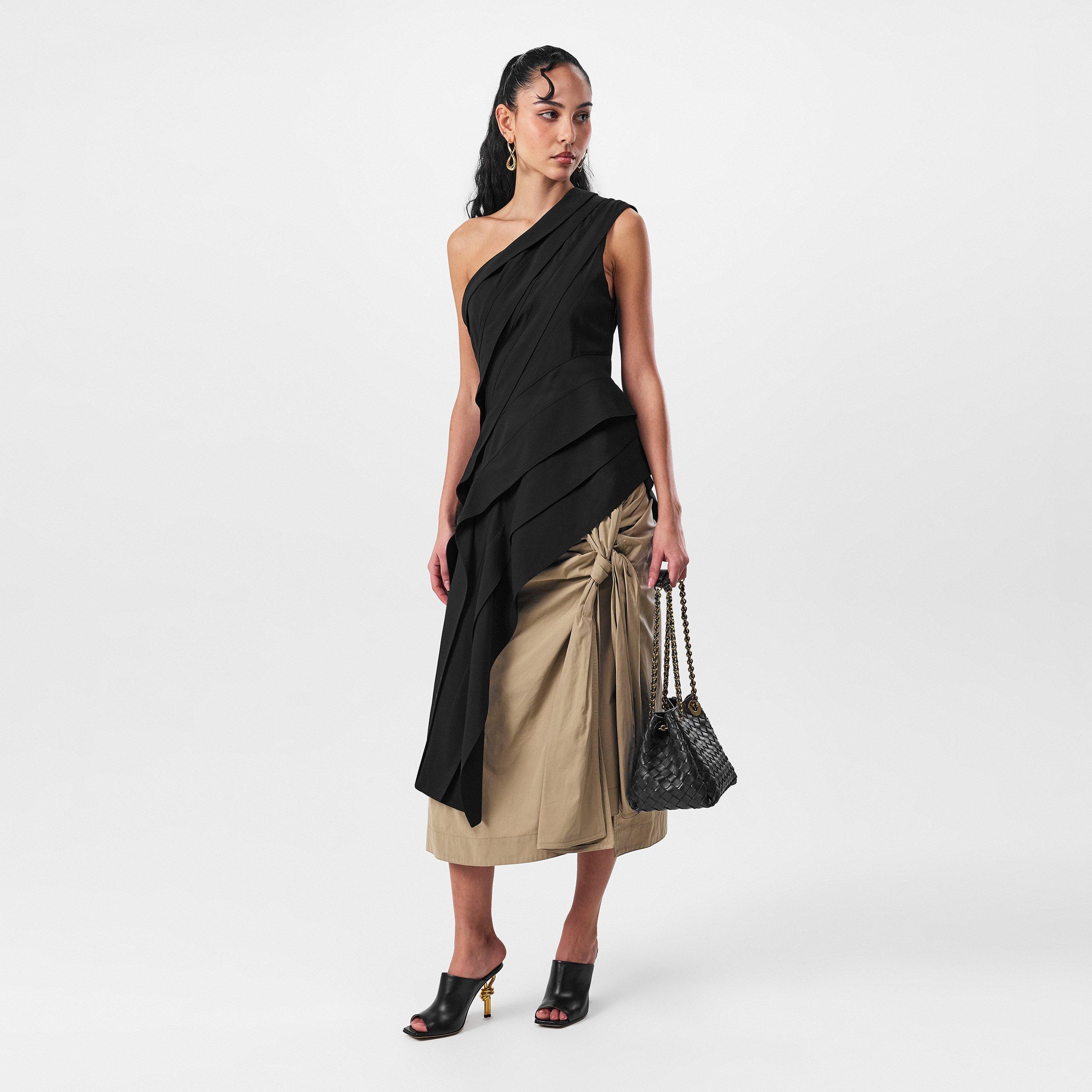 Black - Bottega Veneta - Asymmetrical Ruched Top - 6