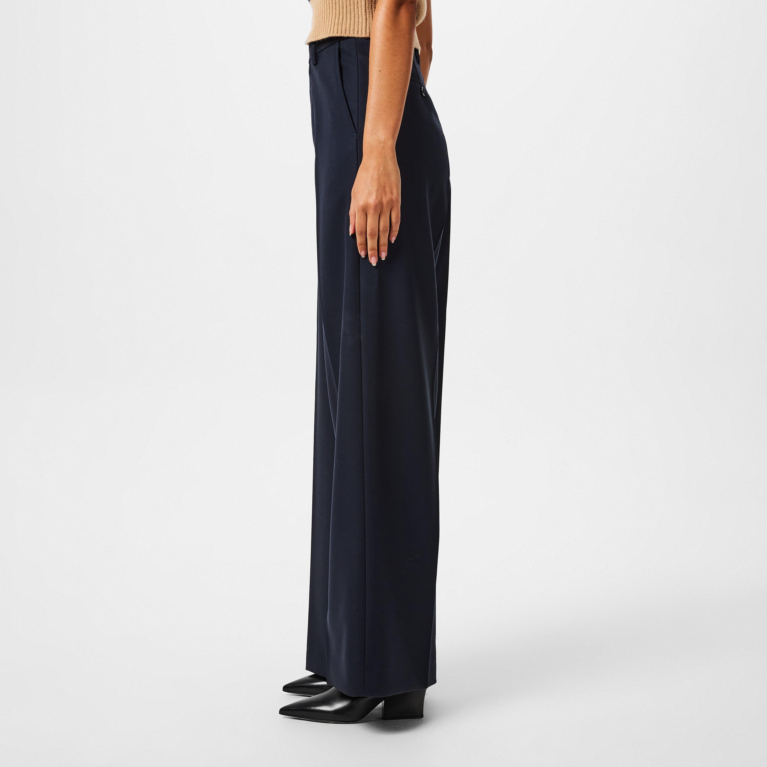 Navy Blue/4011 - Ami Paris - Women's Large Fit Wide Leg Trousers - 2