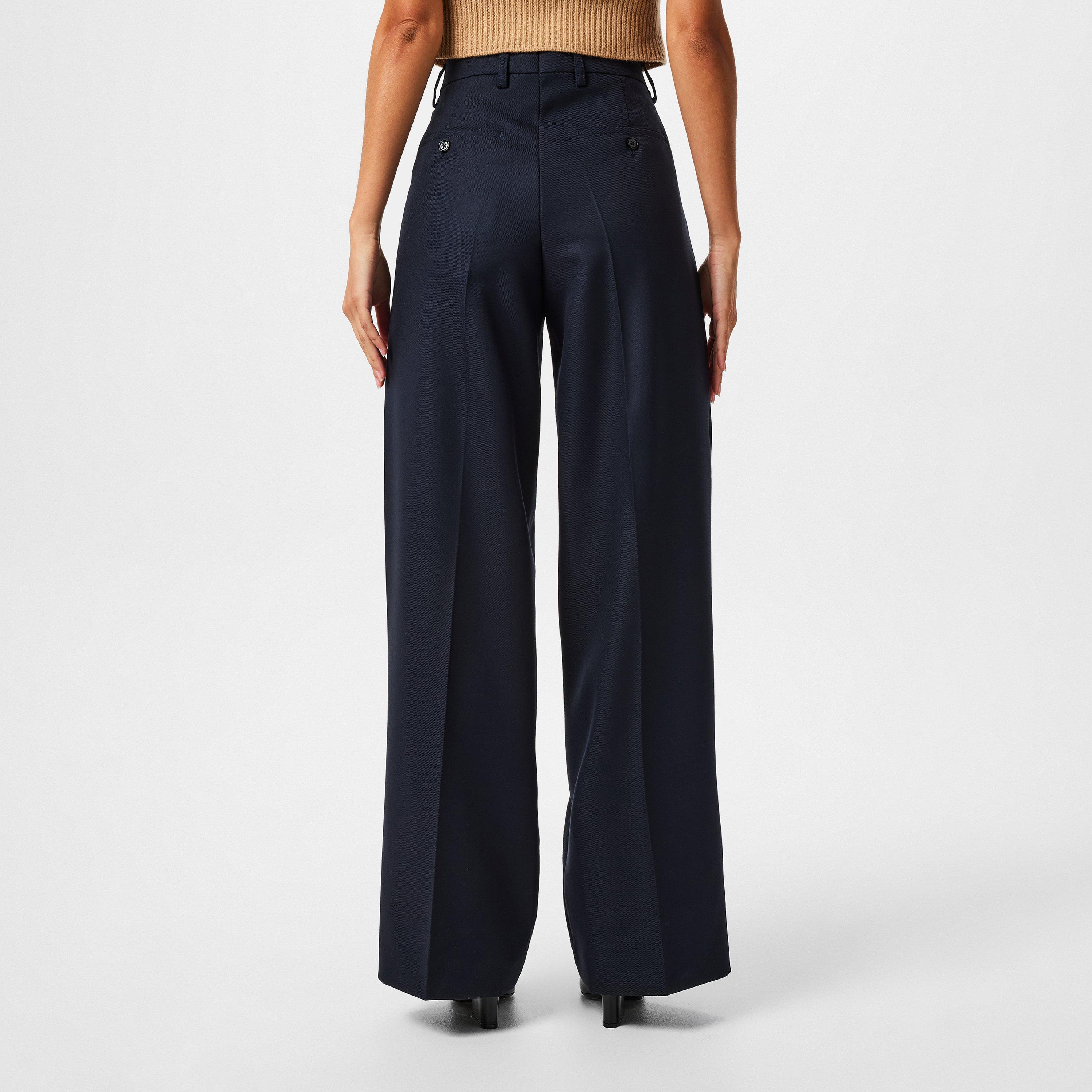 Navy Blue/4011 - Ami Paris - Women's Large Fit Wide Leg Trousers - 3