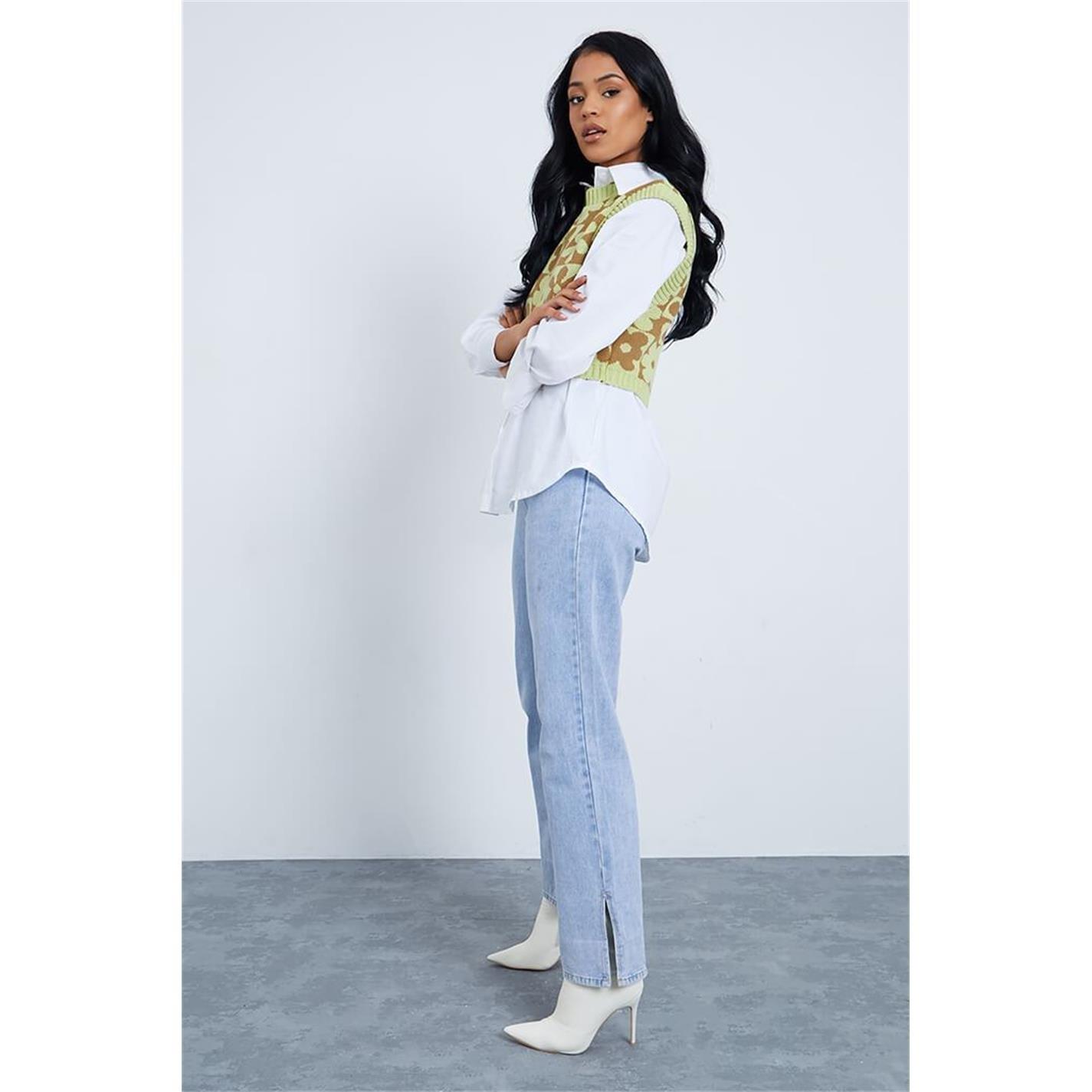 Green - I Saw It First - ISAWITFIRST Flower Jacquard Cropped Knitted Vest - 3
