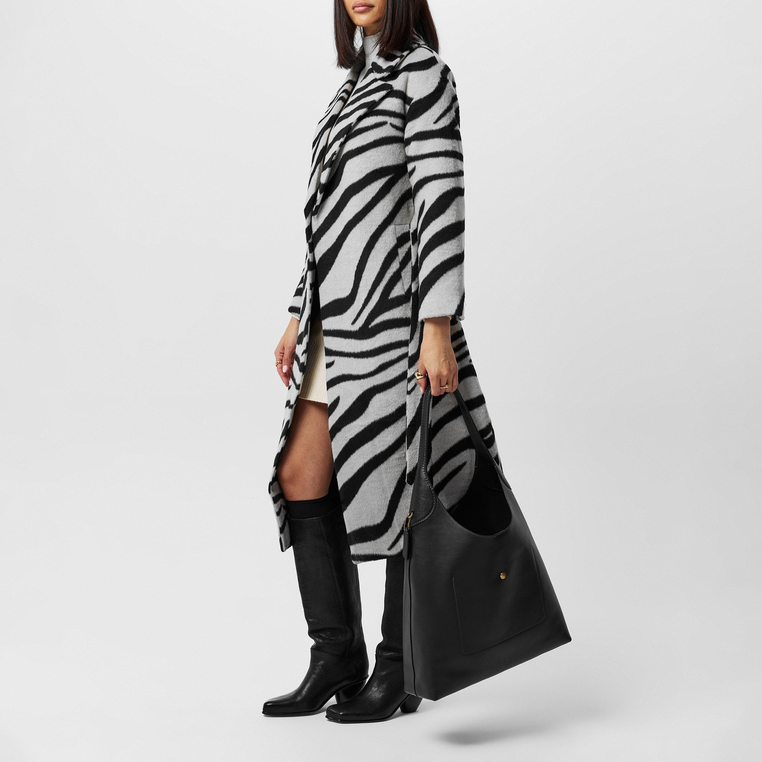 Black White - French Connection - Women's Grace Belted Overcoat - 2