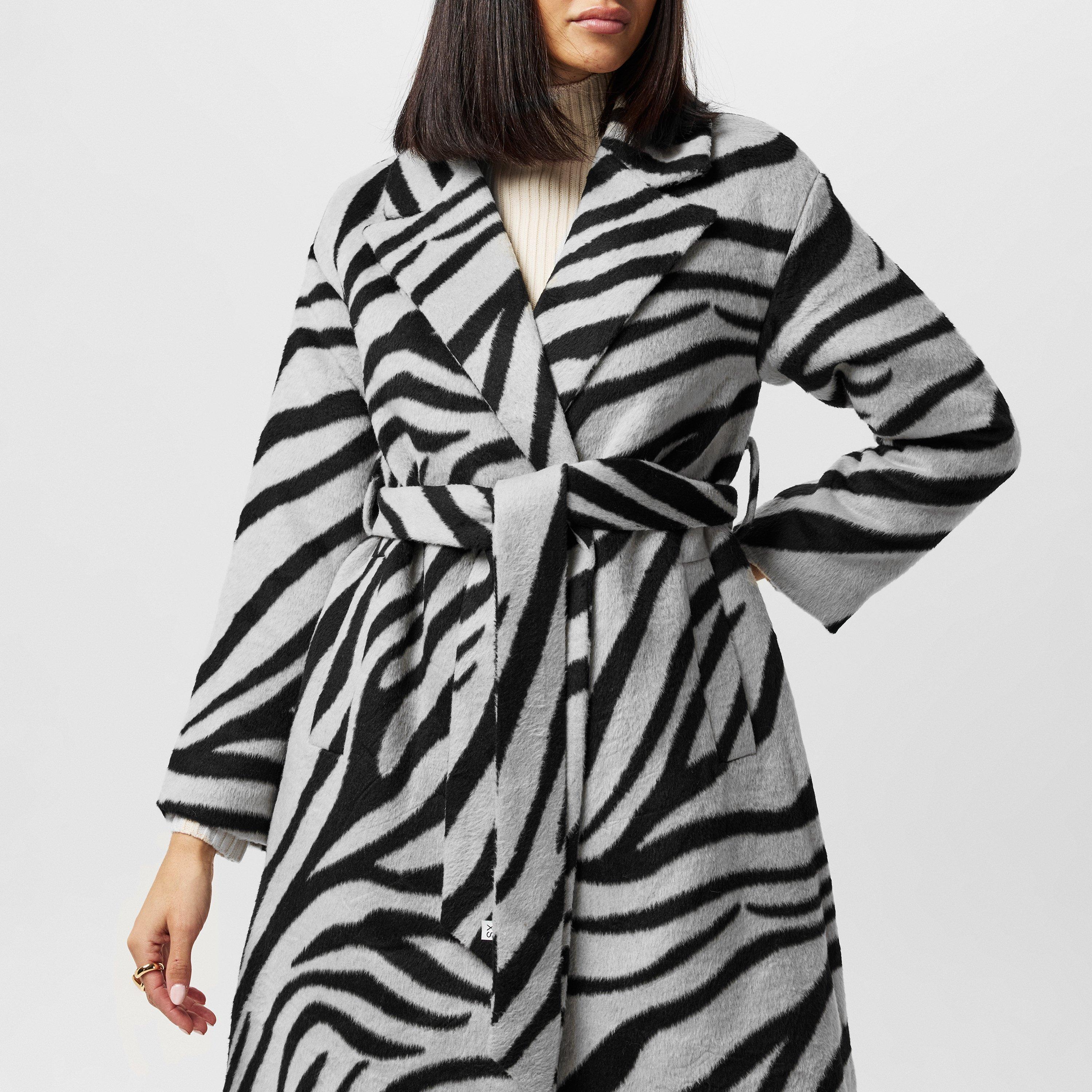 Black White - French Connection - Women's Grace Belted Overcoat - 4
