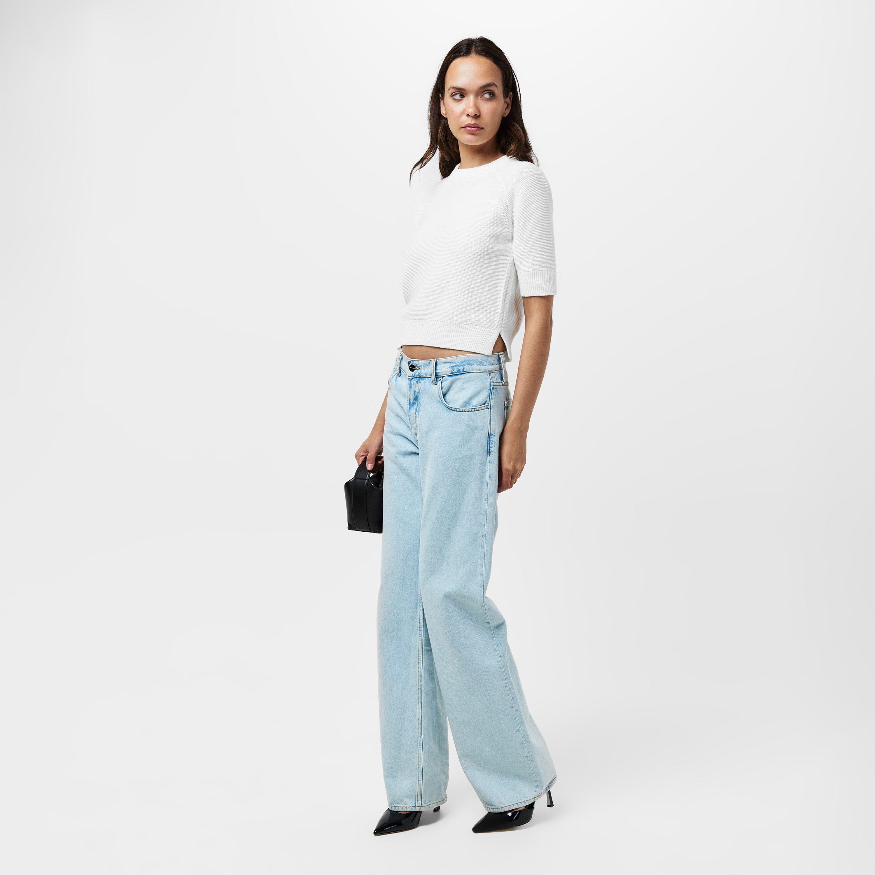 Summer White - French Connection - Women's Lilly Mozart Short-Sleeve Knitted Top - 5