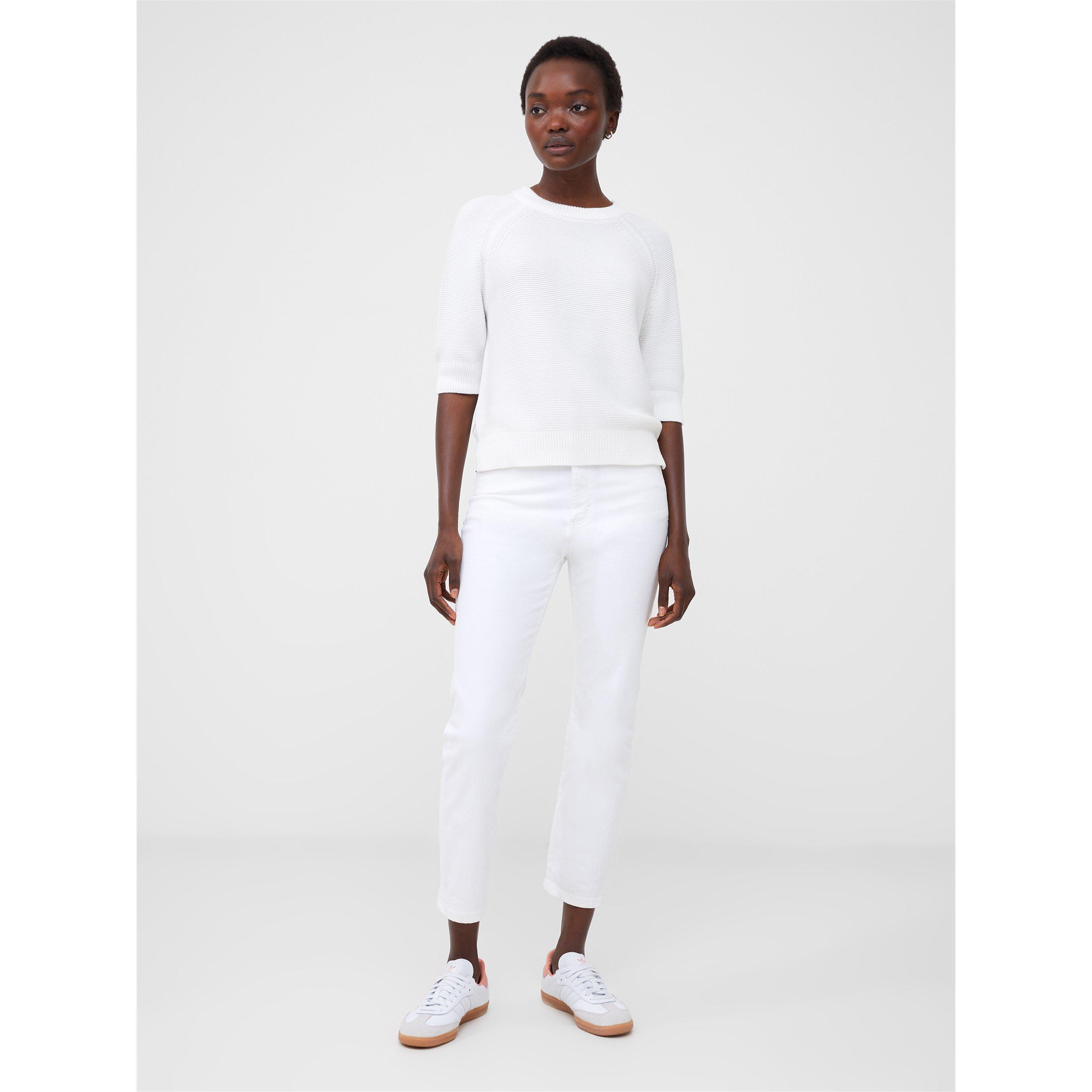 Summer White - French Connection - Women's Lilly Mozart Short-Sleeve Knitted Top - 8
