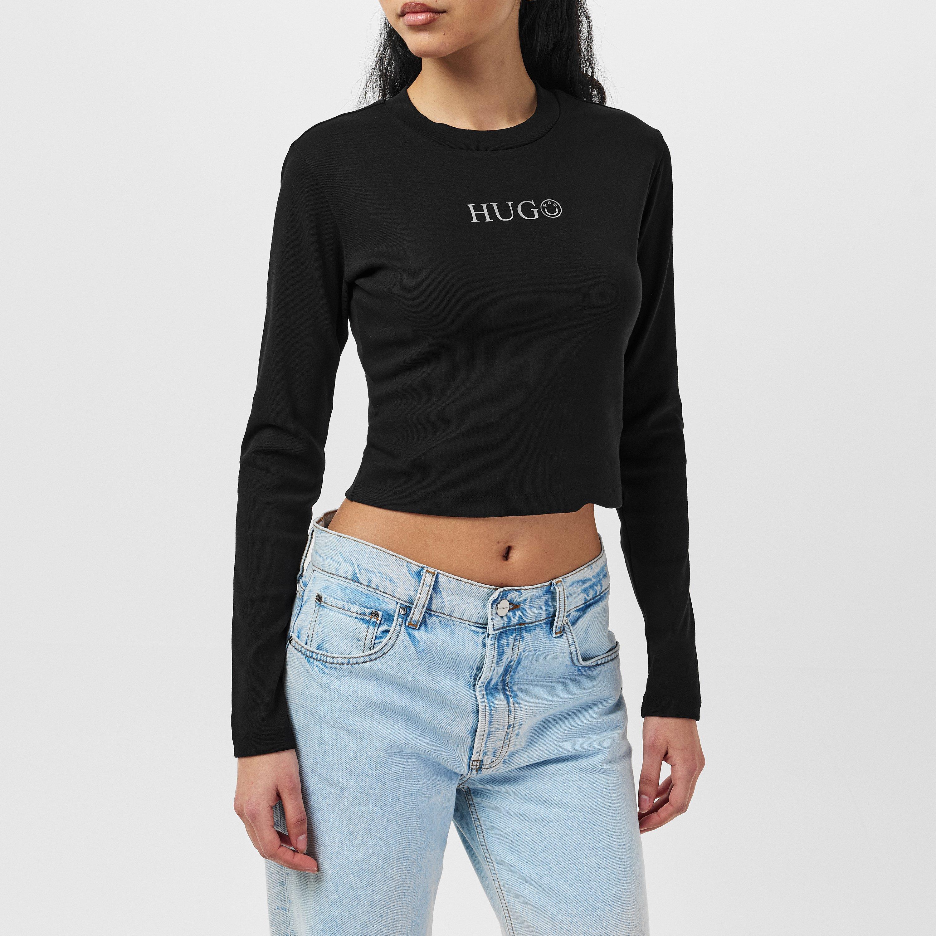 Black - Hugo - Long Sleeved Metallic Logo T-shirt - 3