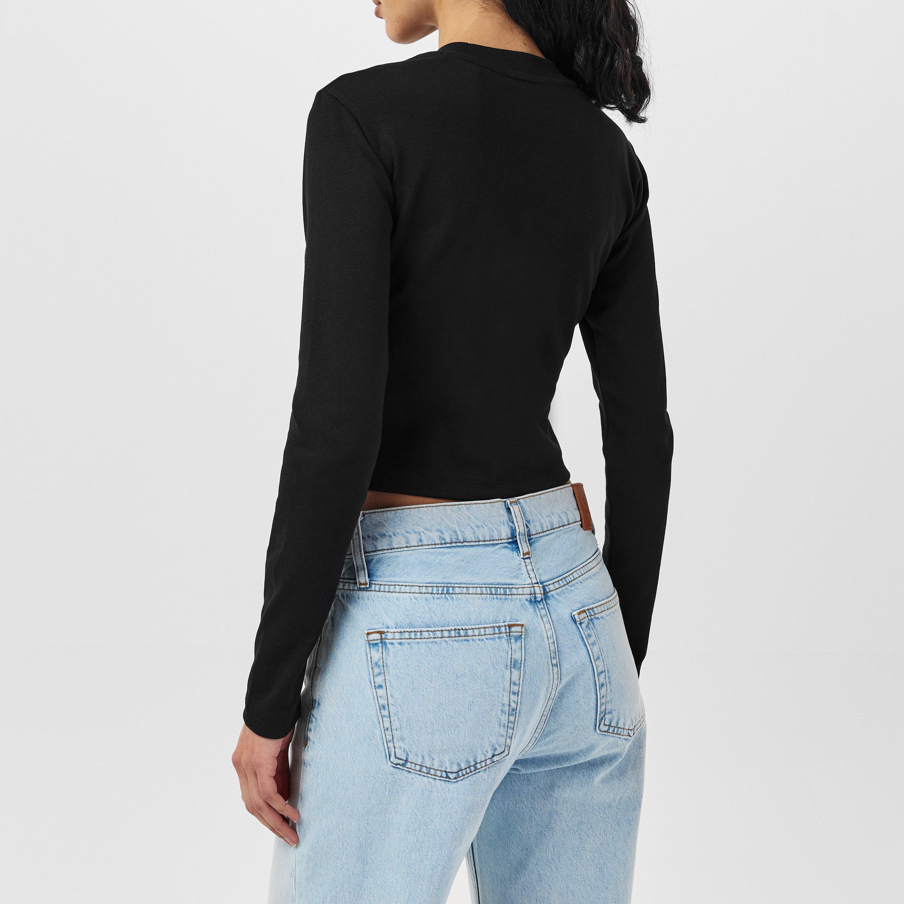 Black - Hugo - Long Sleeved Metallic Logo T-shirt - 4