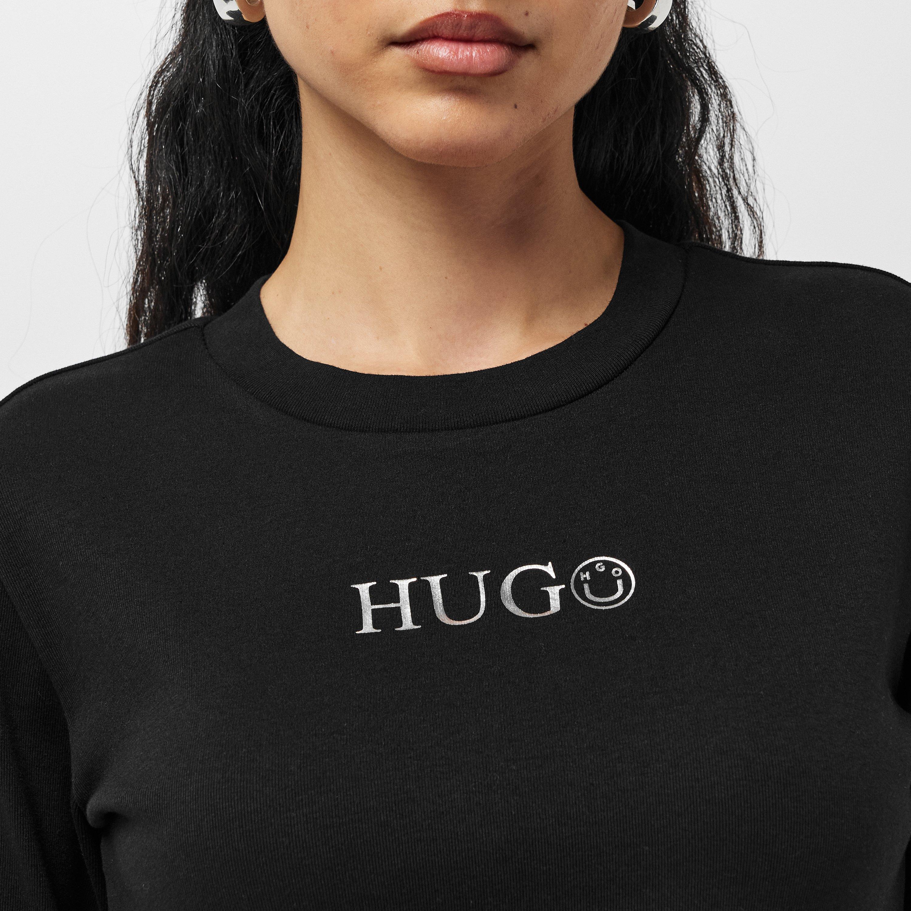 Black - Hugo - Long Sleeved Metallic Logo T-shirt - 5