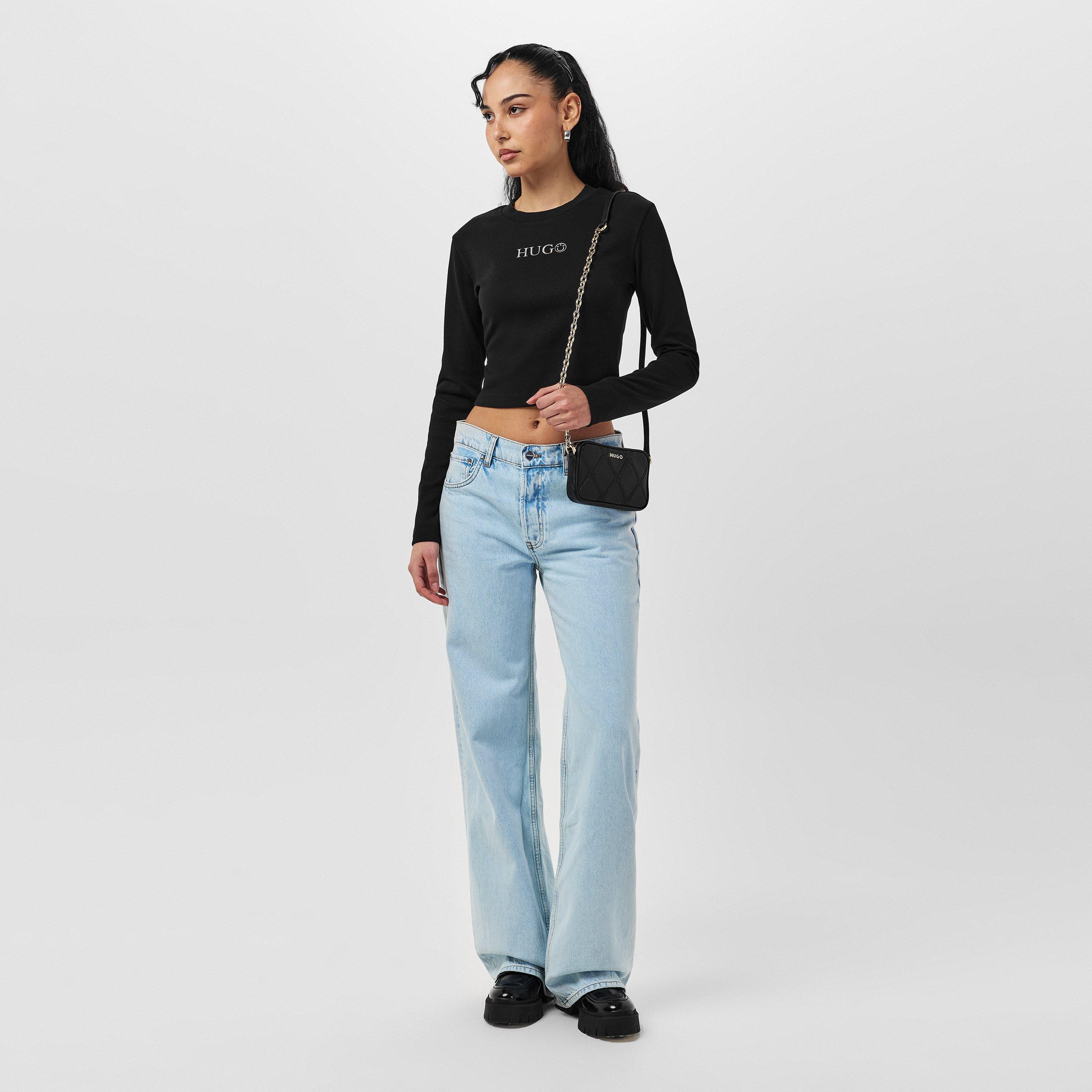 Black - Hugo - Long Sleeved Metallic Logo T-shirt - 6