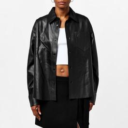 Ami Paris Boxy Fit Leather Shirt