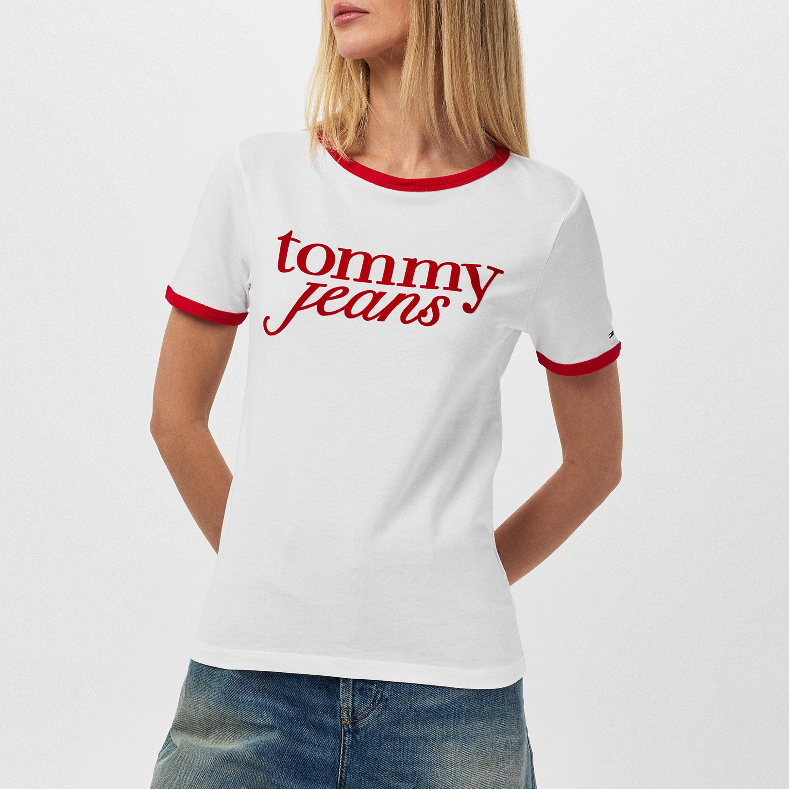 Ecru - Tommy Jeans - Script Ringer T-Shirt - 3
