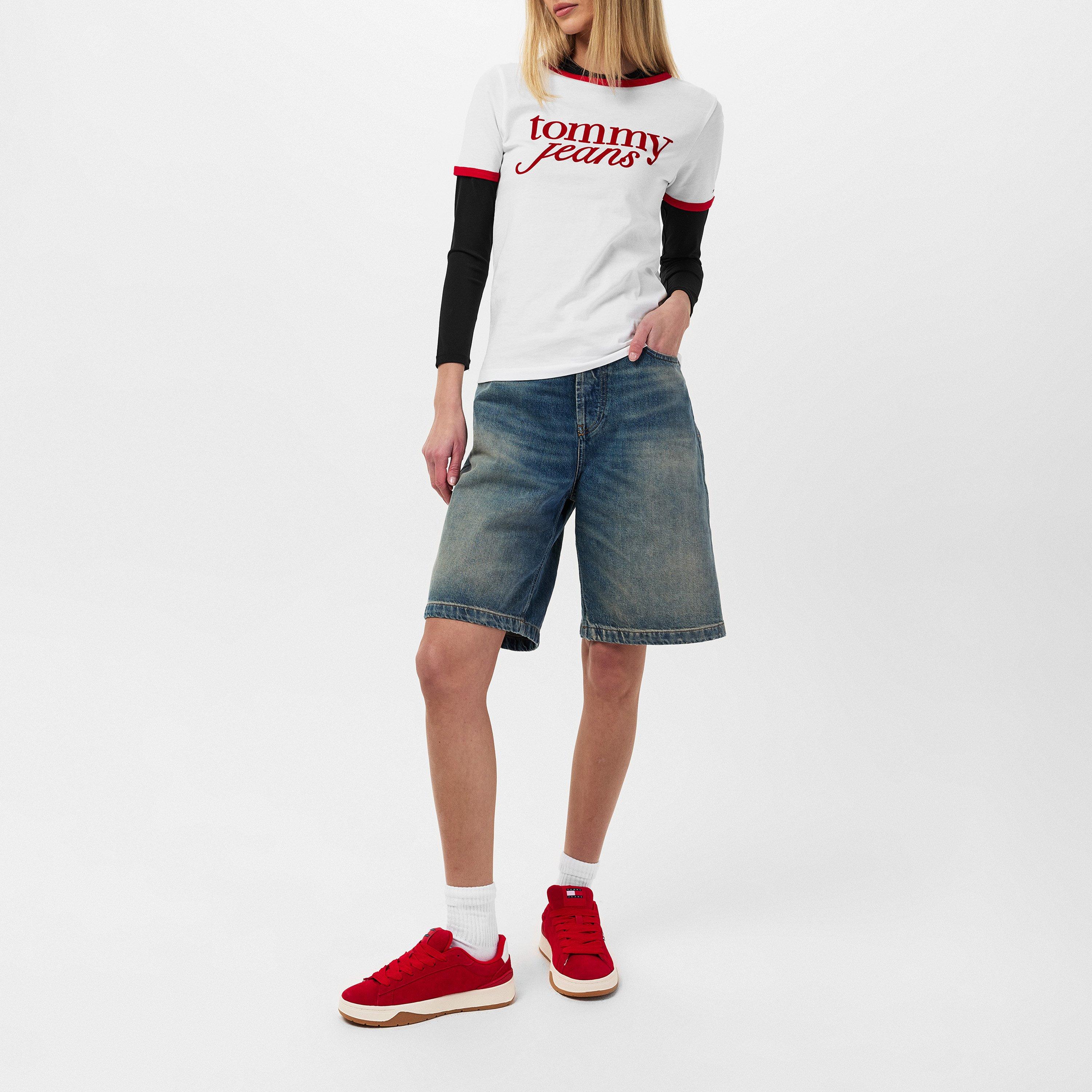 [ JEANS] Script Ringer T-Shirt ★大人気★ Tommy Jeans | Script Ringer T-Shirt | Regular Fit T-Shirts | USC