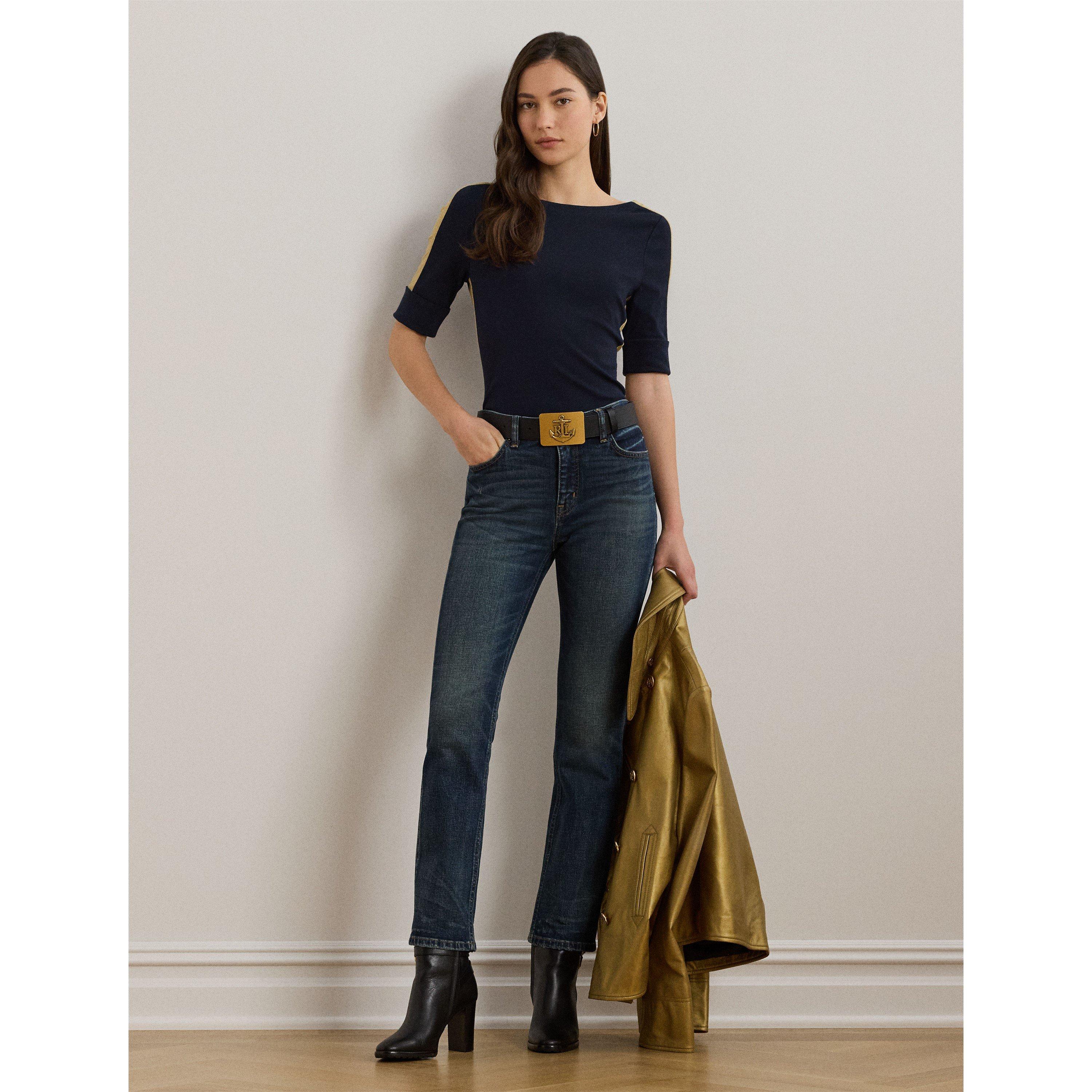 Navy/Gold - Lauren by Ralph Lauren - Damira T-Shirt - 5