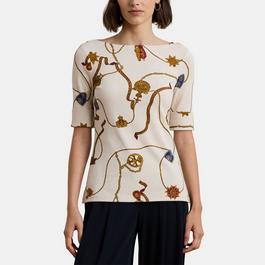 Lauren by Ralph Lauren Print Boatneck Top