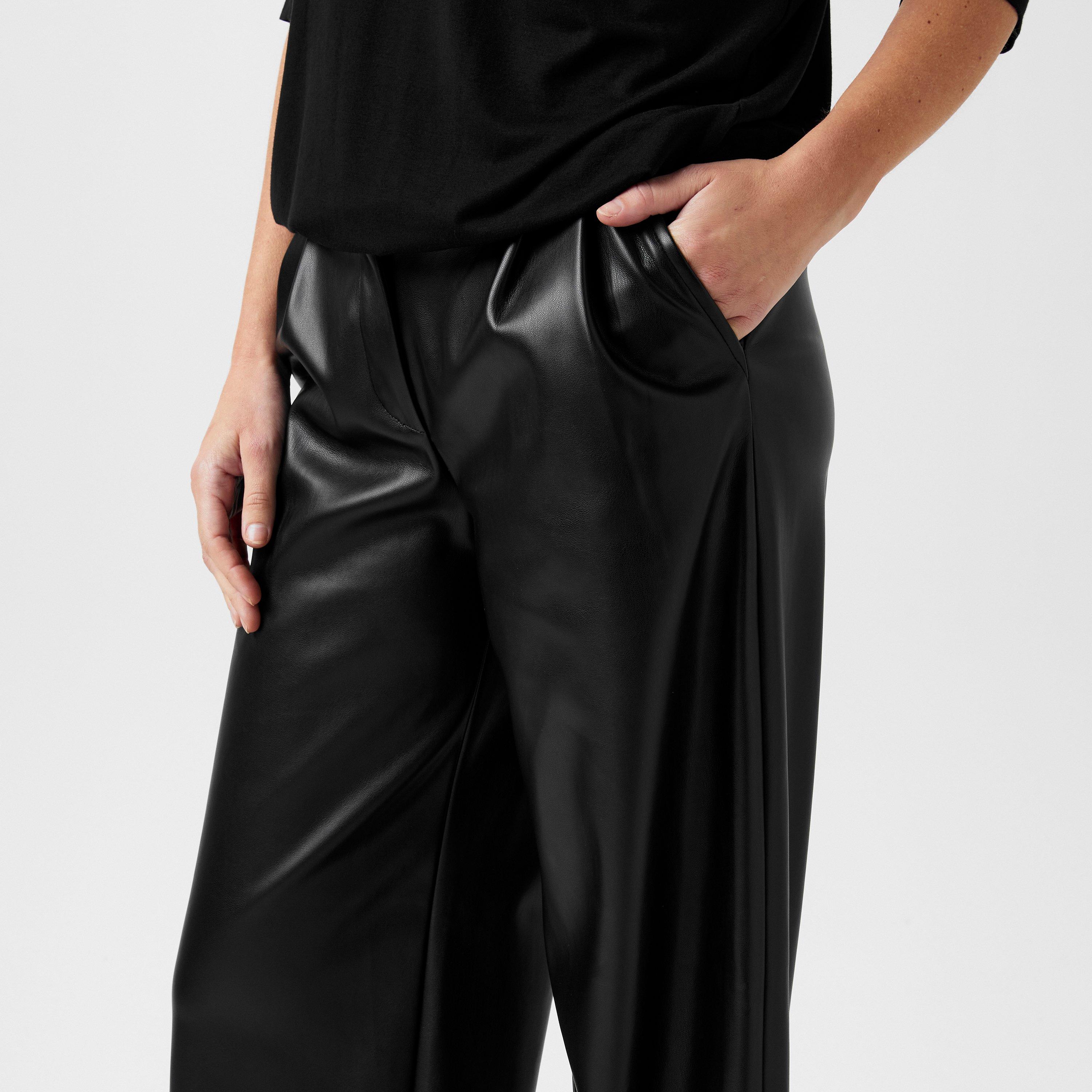 Noir - Biba - Biba PU Wide Leg Trousers - 3