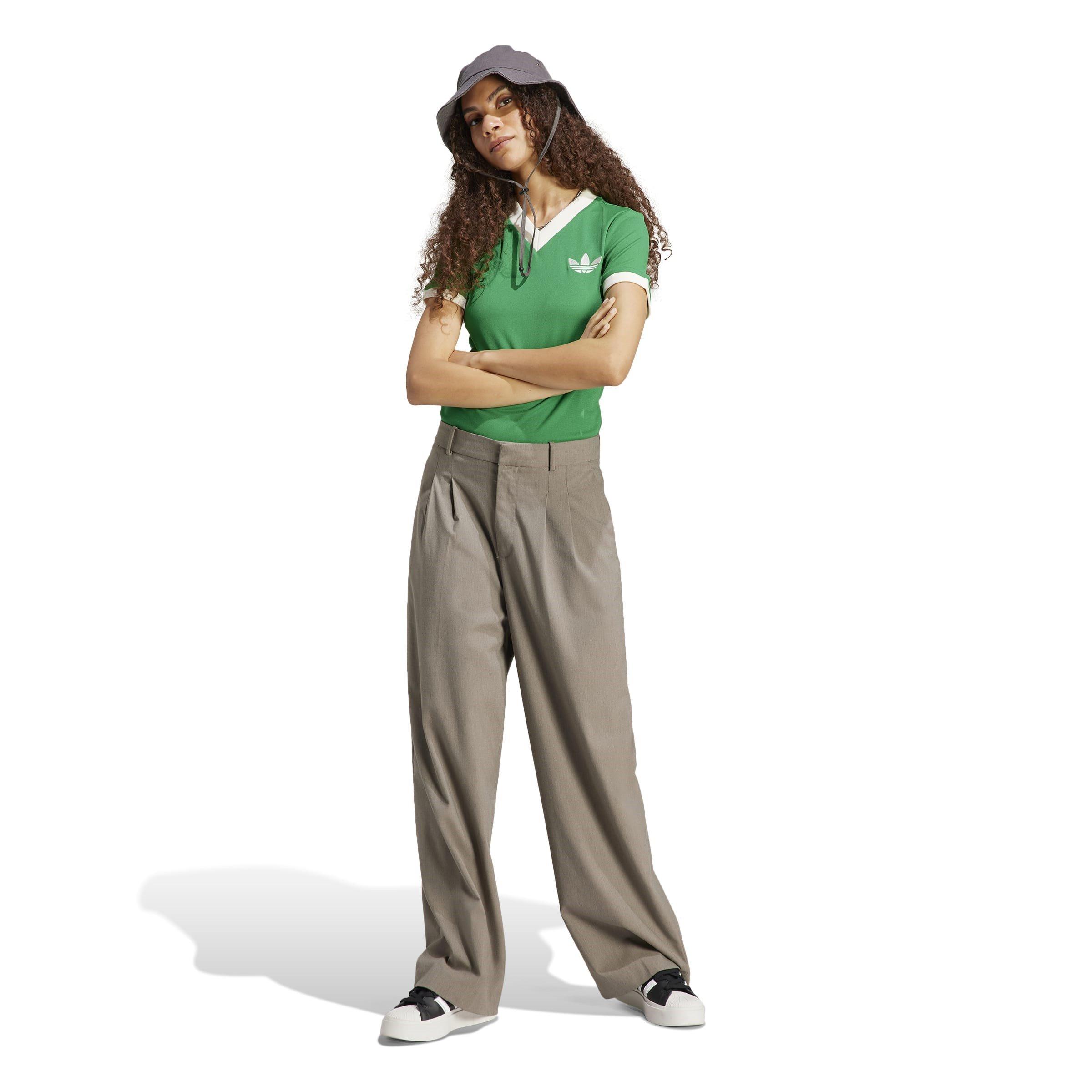 Green - adidas Originals - Regular Fit V-Neck T-Shirt - 4