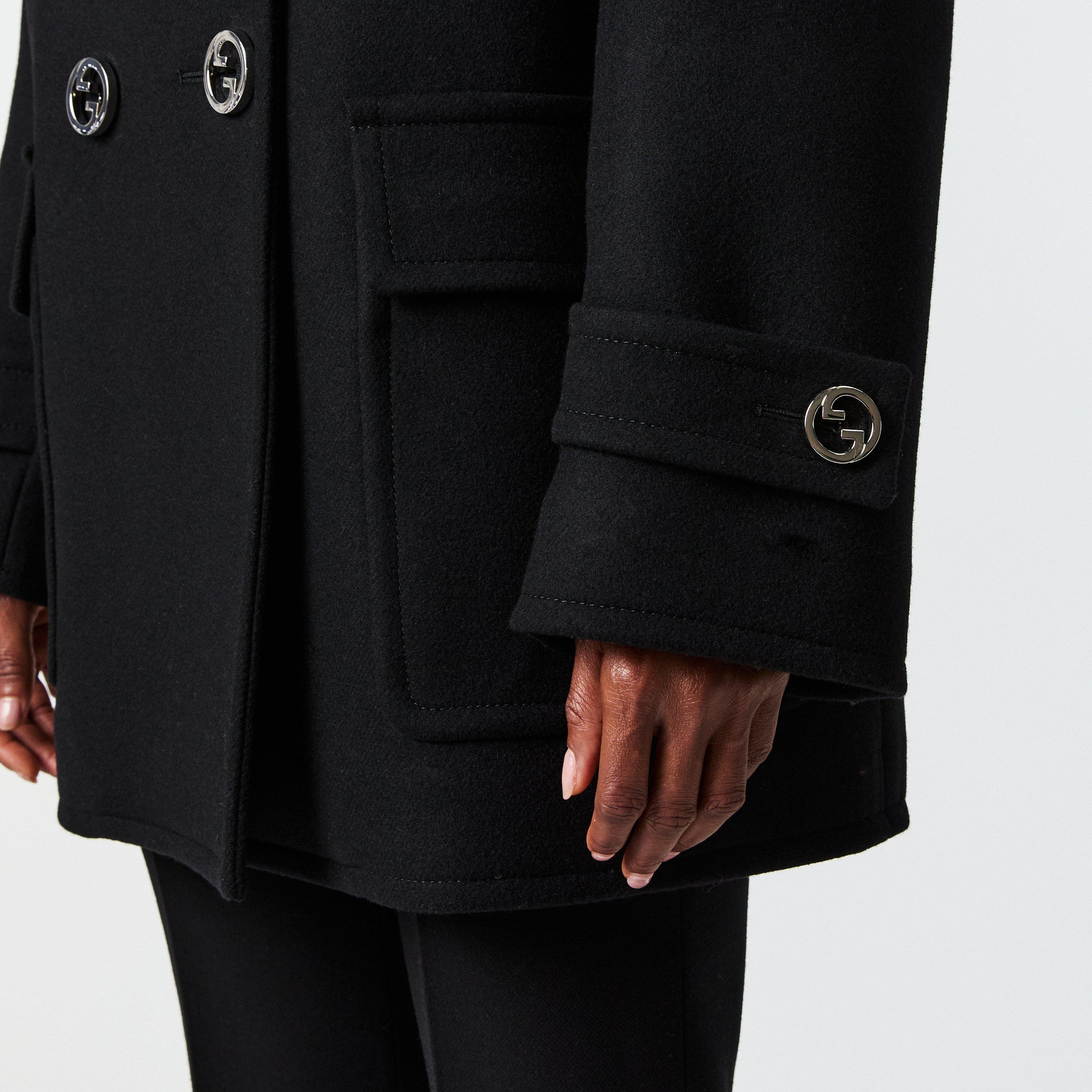 Black - Gucci - Women's Wool Long Sleeve Oversized Fit Pea Coat - 5