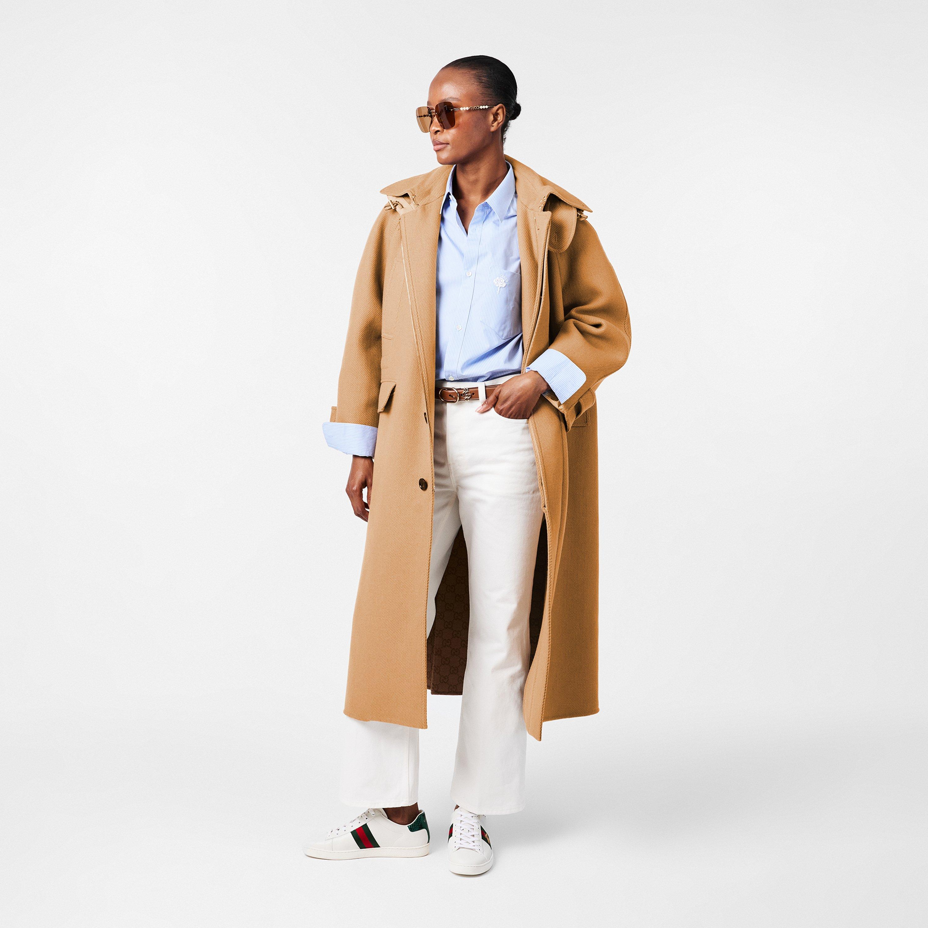 Beige Camel - Gucci - Women's  Wool Cashmere Detachable Hood Overcoat - 6