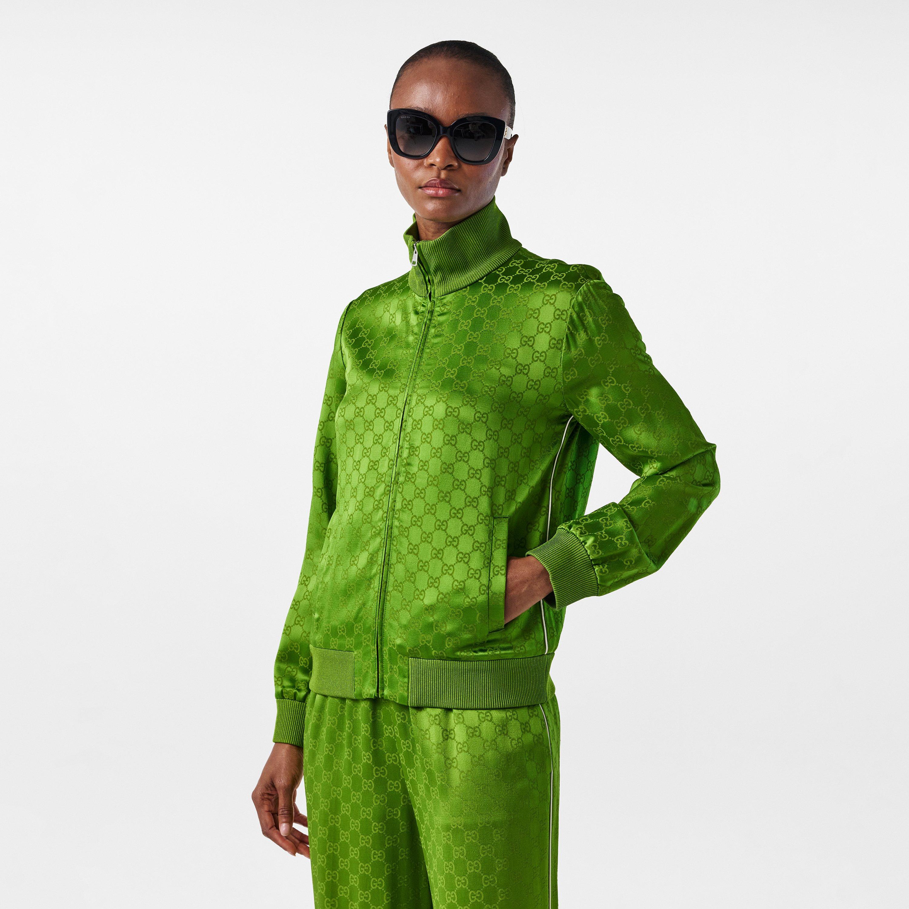 Avocado Peel - Gucci - Women's Jacquard GG Viscose Funnel Neck Long Sleeve Bomber Jacket - 3