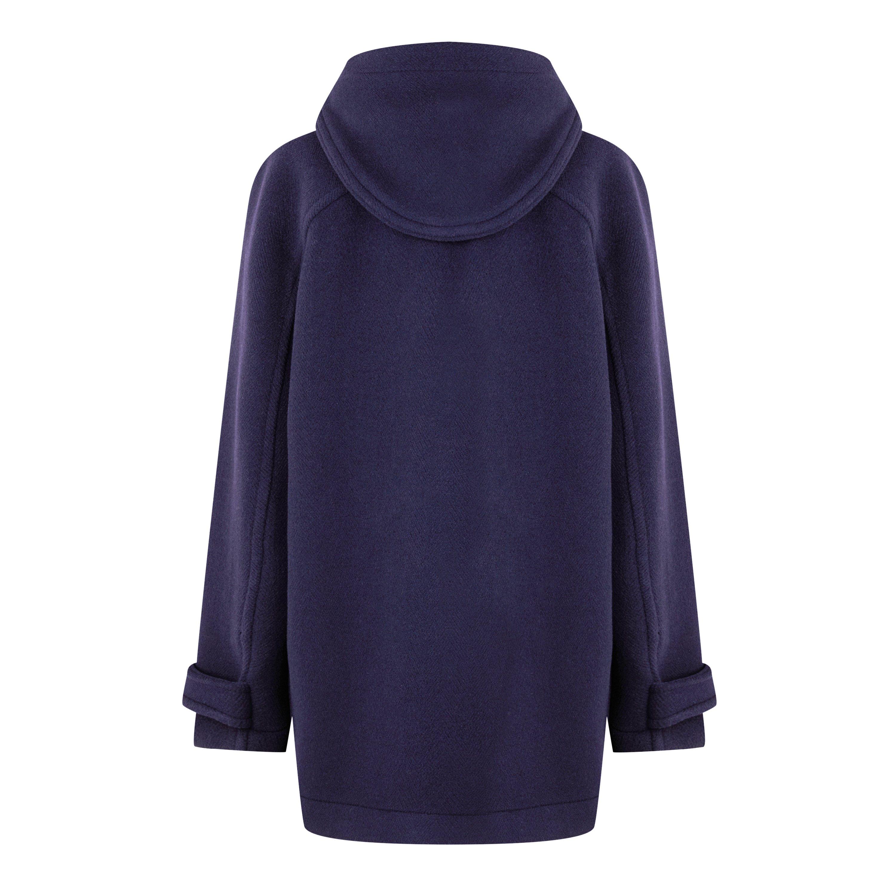 Navy - Bottega Veneta - Women's Chevron Duffel Wool Hooded Long Sleeve Pea Coat - 2