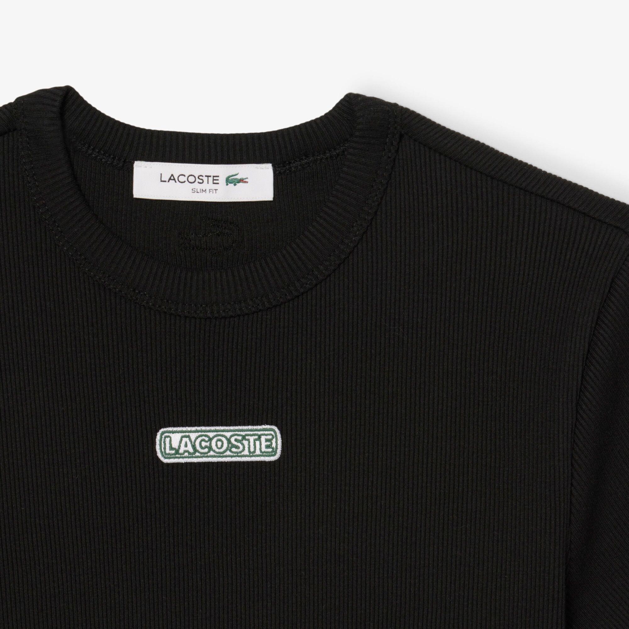 Black - Lacoste - Women's Slim Fit Short Sleeve T-Shirt - 3