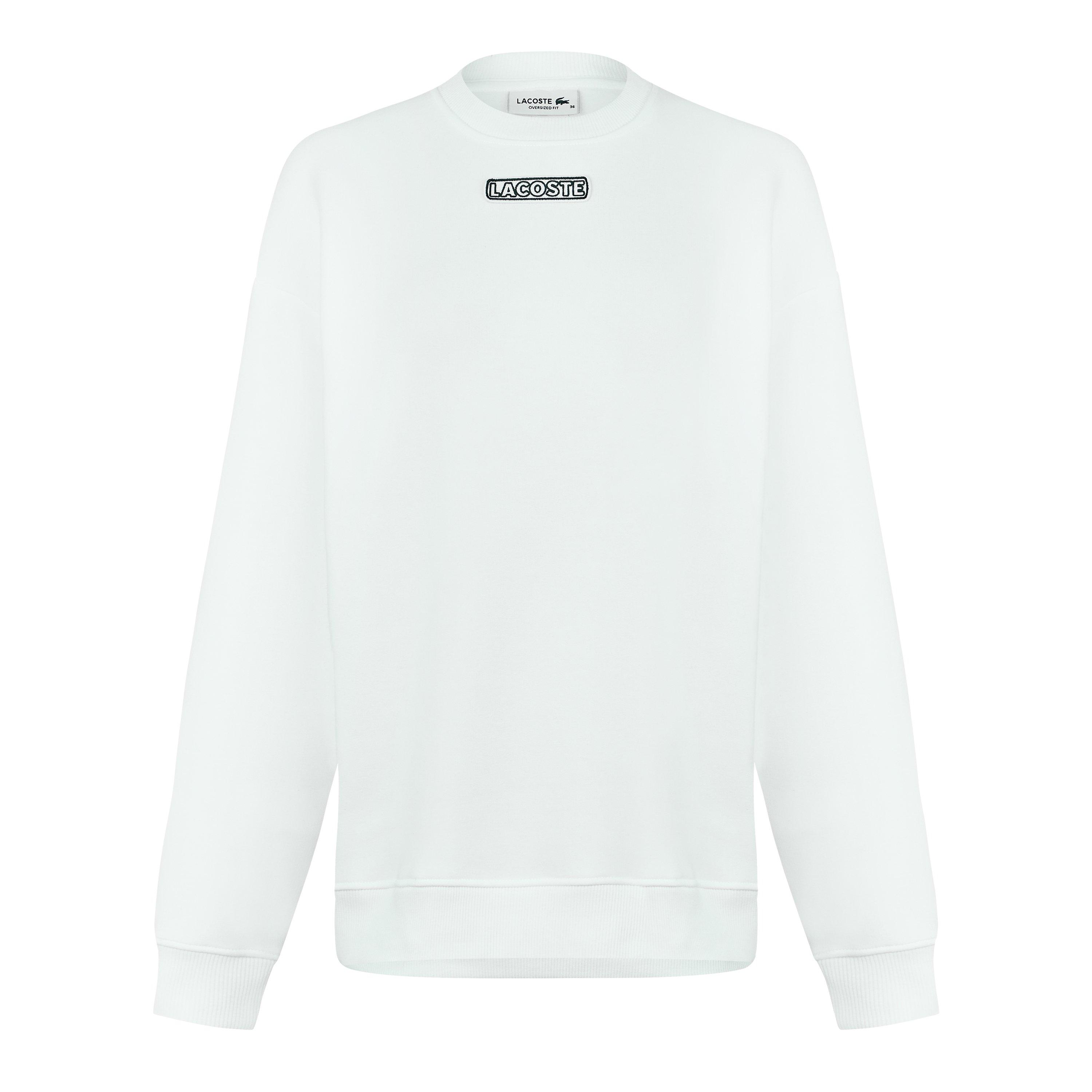 Lacoste Women's White Crew-Neck Logo Sweatshirt - 8 (36)