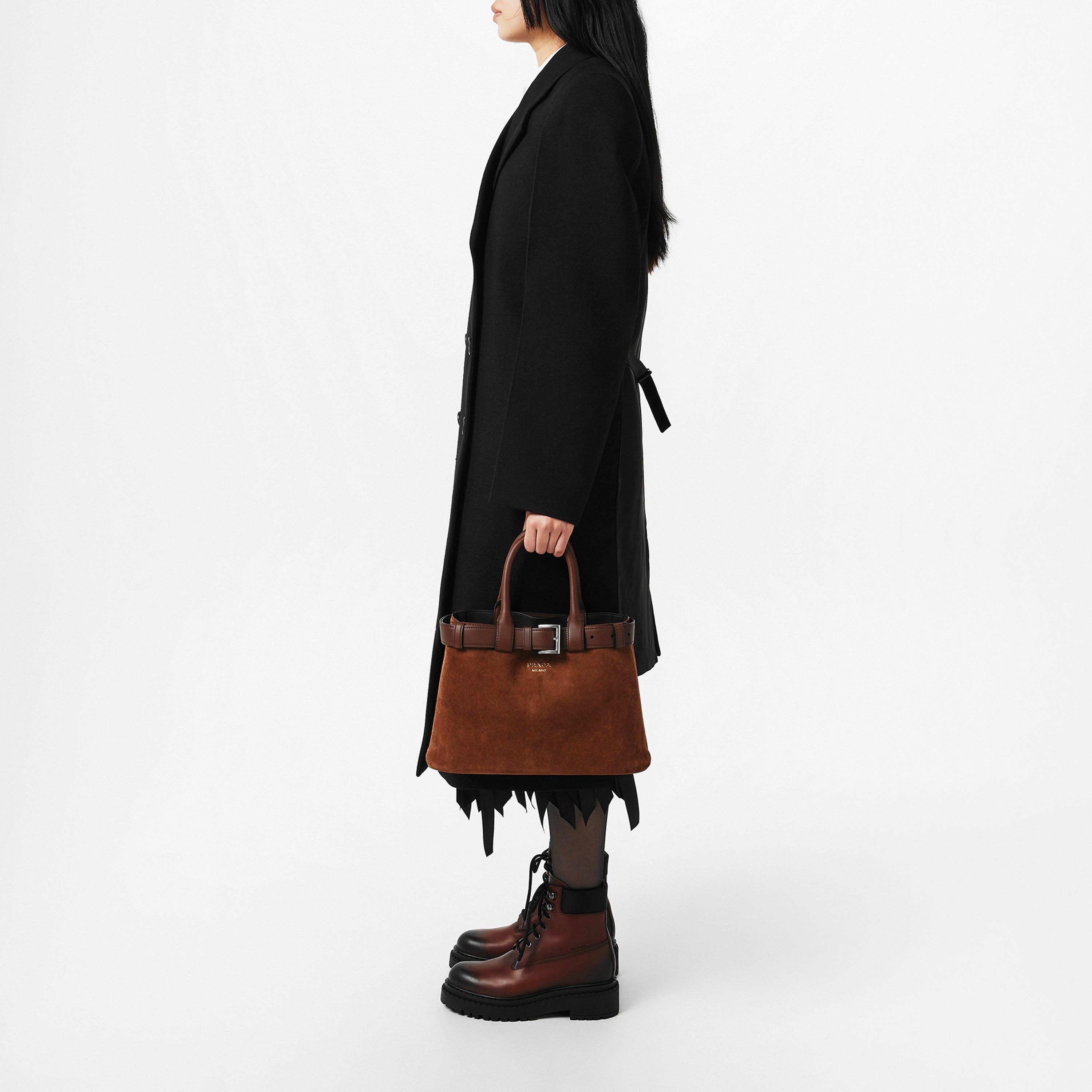 Nero - Prada - Women's Double-Breasted Wool Long Sleeve Overcoat - 5