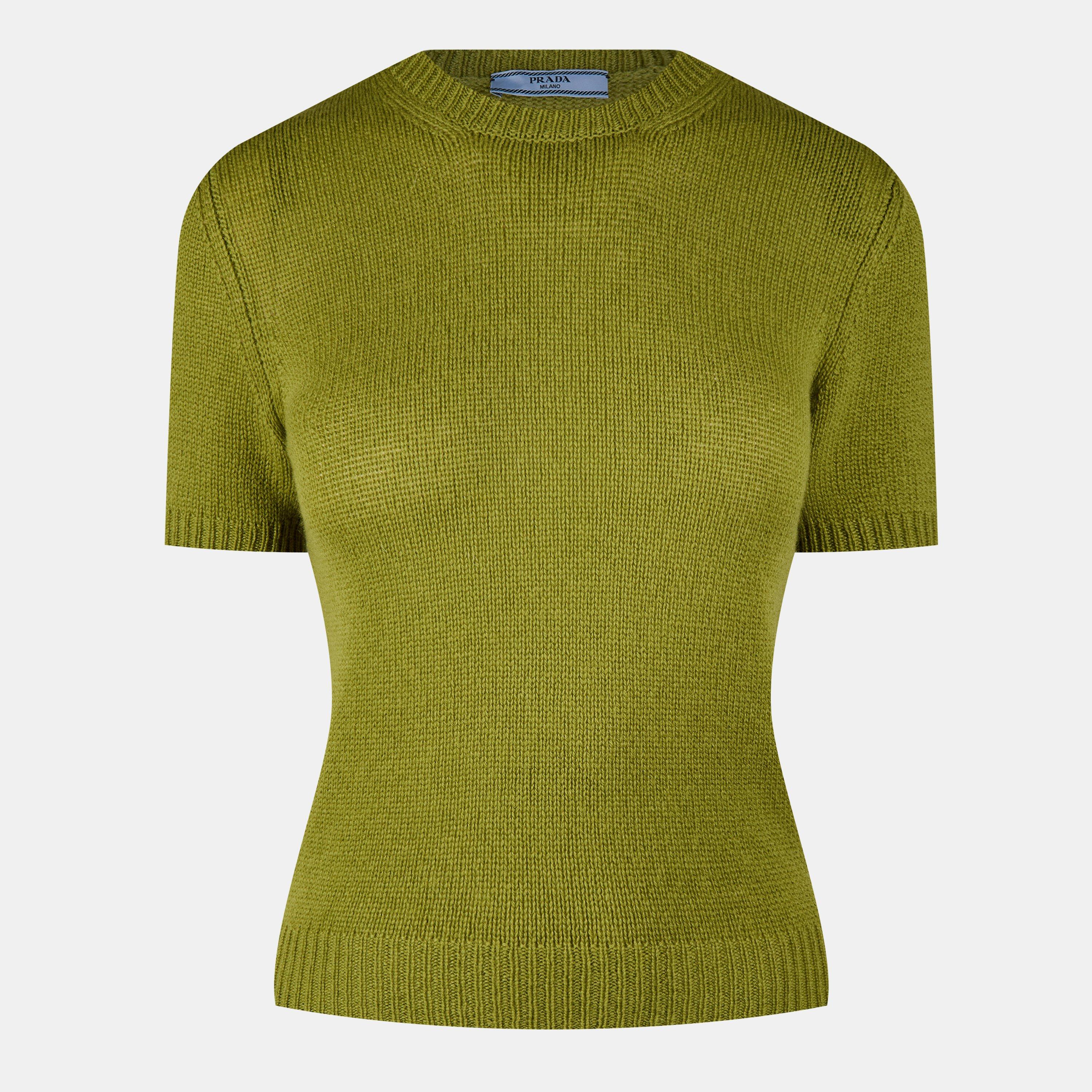 Prada Short Sleeve Cashmere  Knit Top