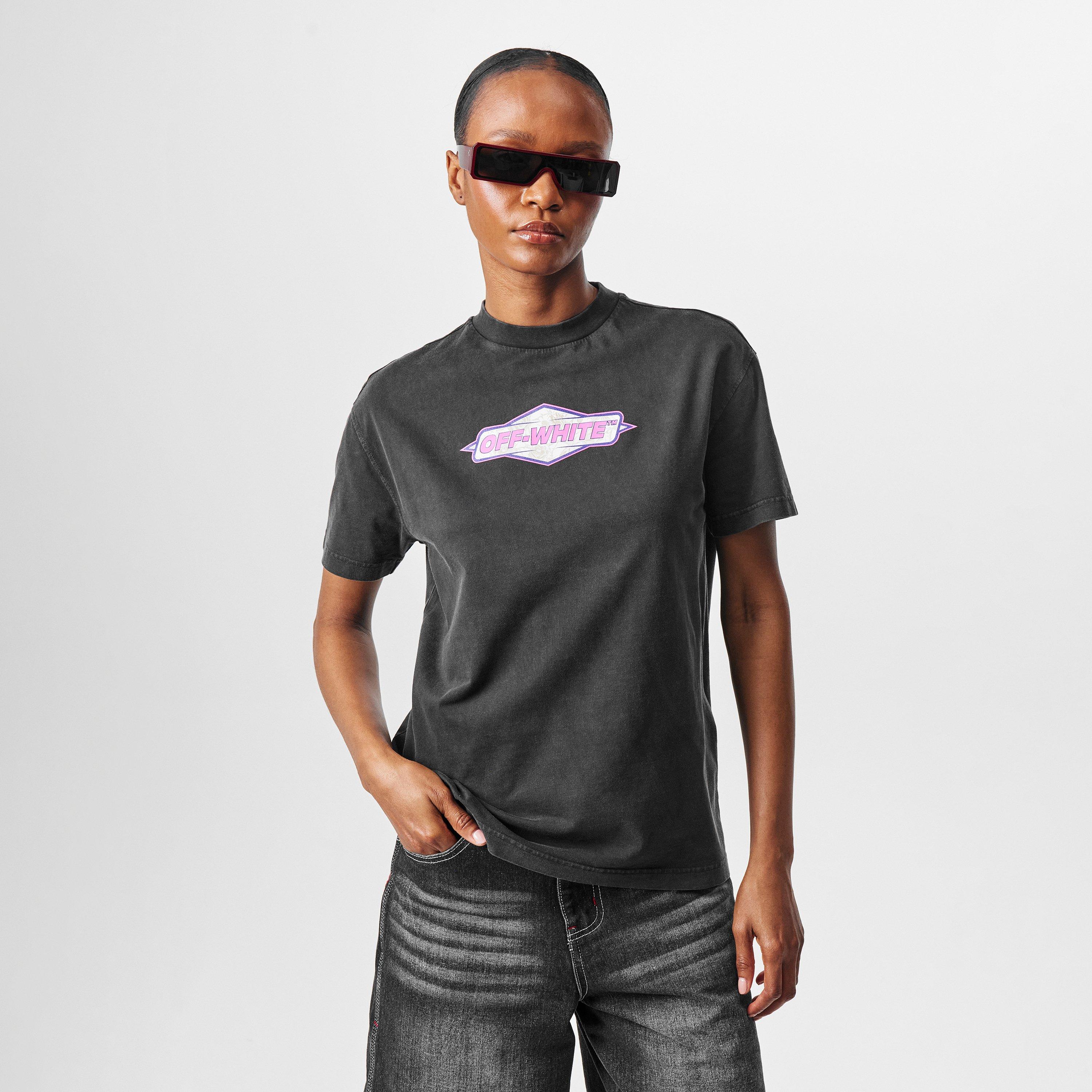 Black - Off White - Women's  Roses Wash T-Shirt - 3