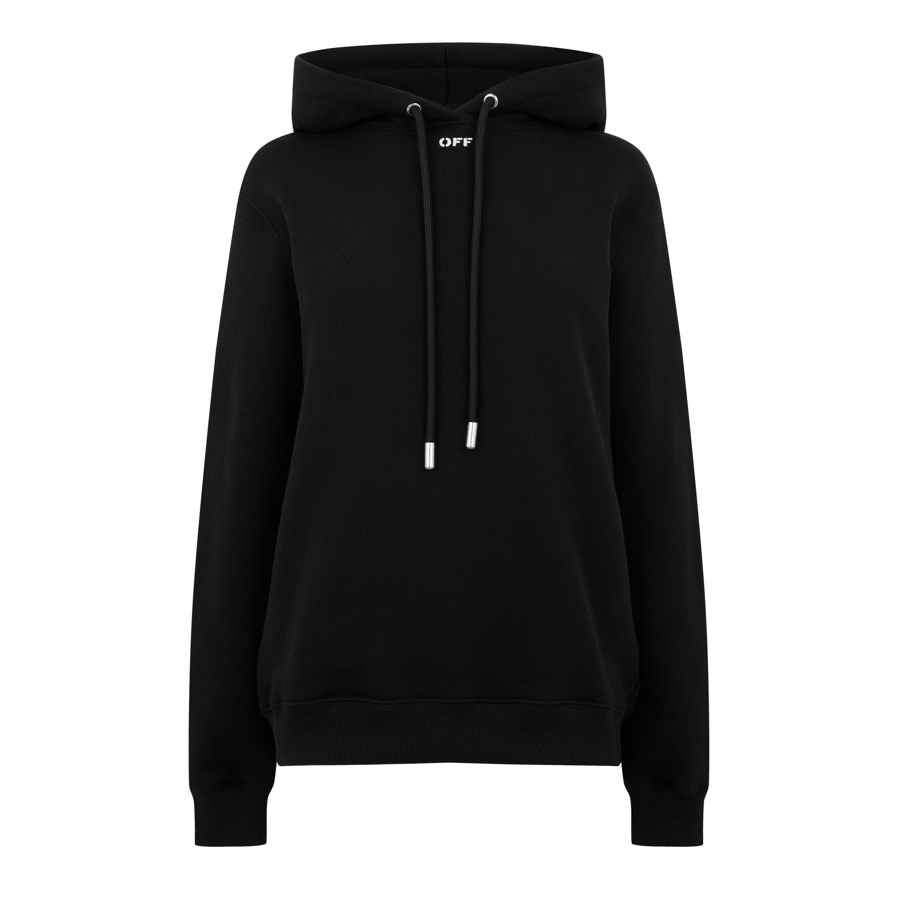 Blk/Blue - Off White - Women's Roses Arrow Cotton Long Sleeve Hoodie - 1